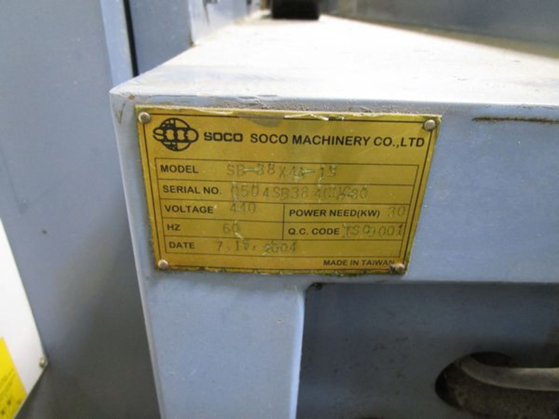 2004 Soco Machinery SB 38X4A-1S CNC Tube Bender, s/n 0504SB384CNC80 - Image 9 of 9