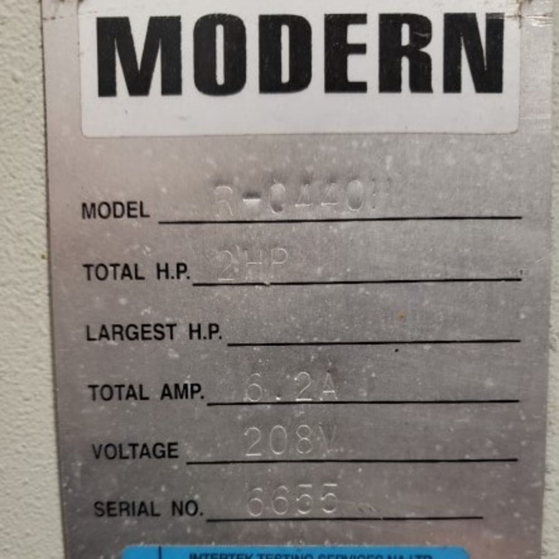MODERN PLATE ROLLS, MODEL R-440, 51” CAPACITY, 208V, 3PH - Image 2 of 5