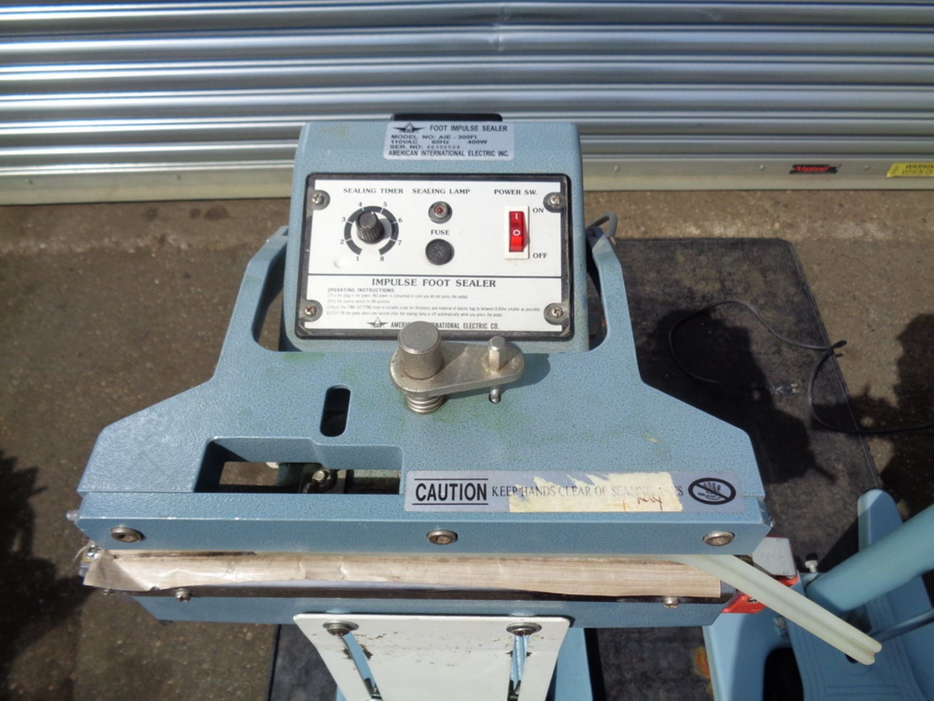 American Int’l Electric (AIE) 12” Impulse Foot Sealer, Model AIE-300FI, S/N 86300509 - Image 2 of 3