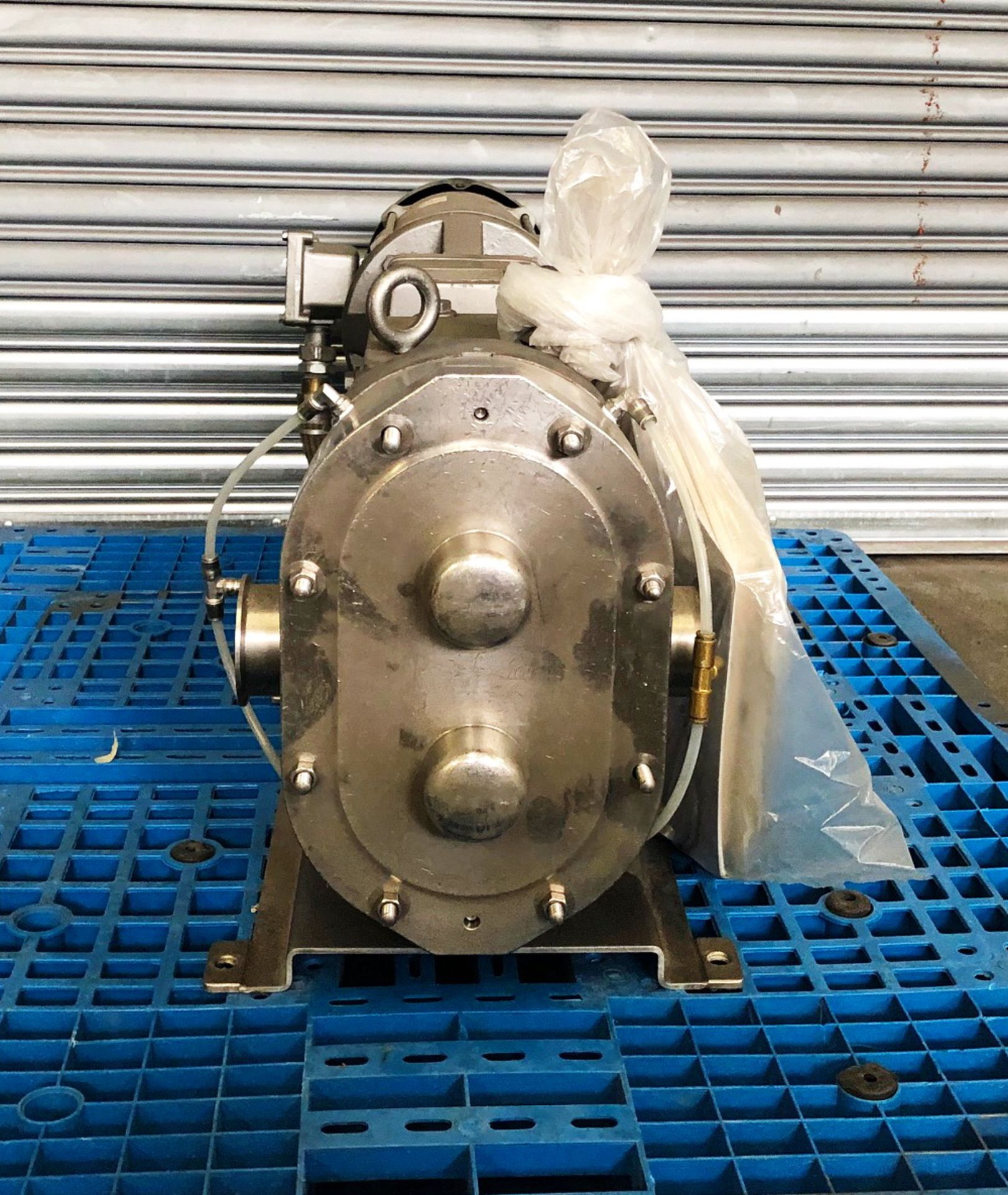 Waukesha stainless steel positive displacement pump, driven by a 3HP XP motor - Image 3 of 11