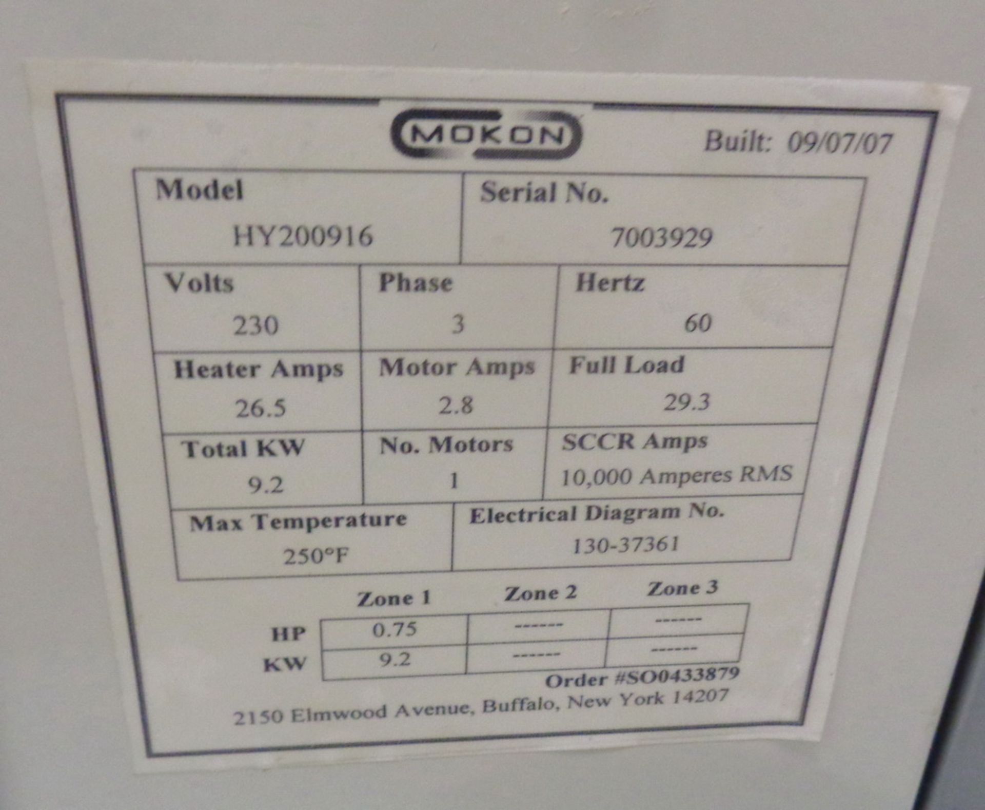 Mokon Hydrotherm II Circulating Water Temperature Control System, Model HY200916, S/N 7003929 - Image 3 of 3