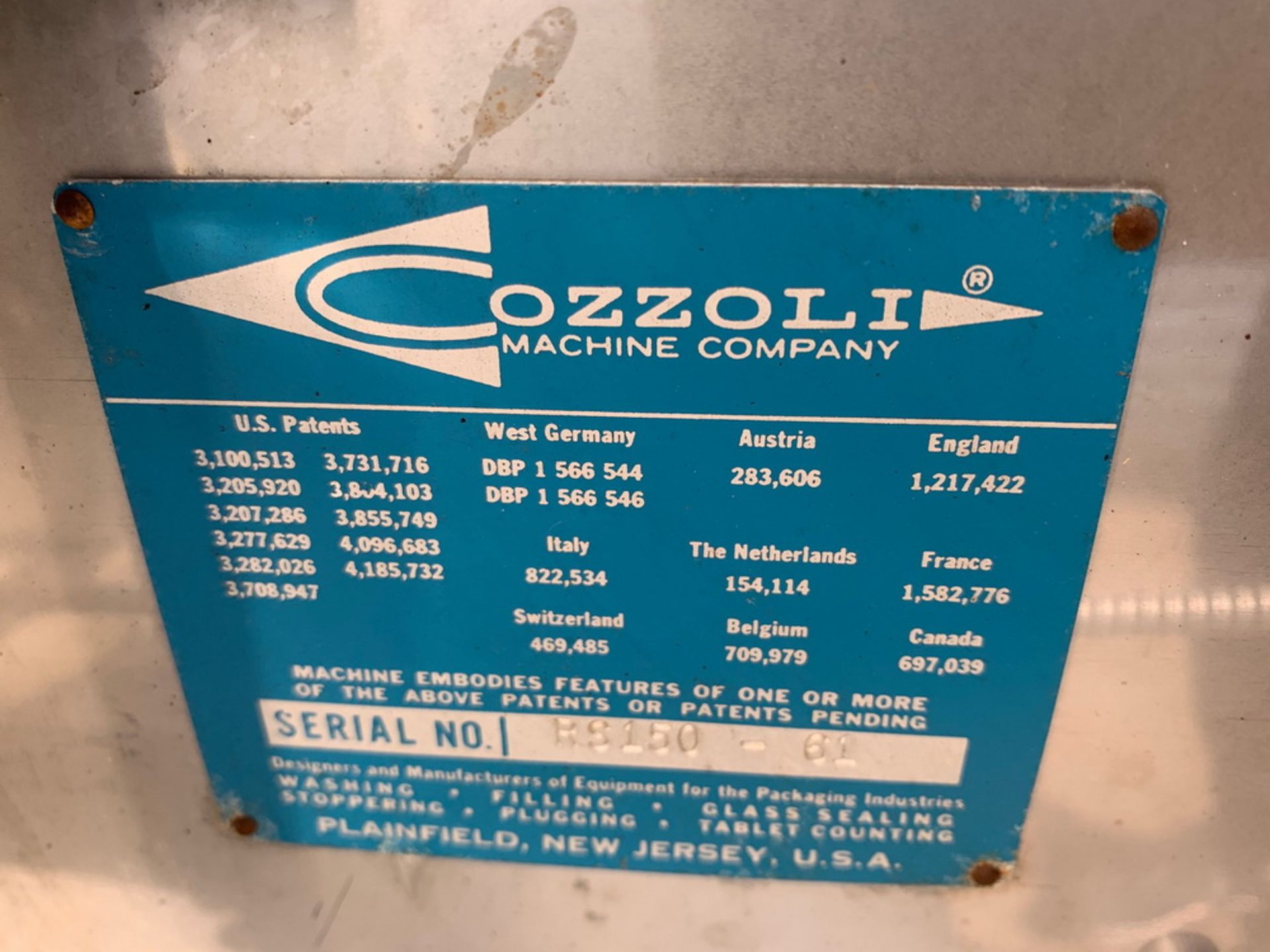 Cozzoli Automatic Stoppering Machine, Model RS 150, S/N 150-61 - Image 5 of 5