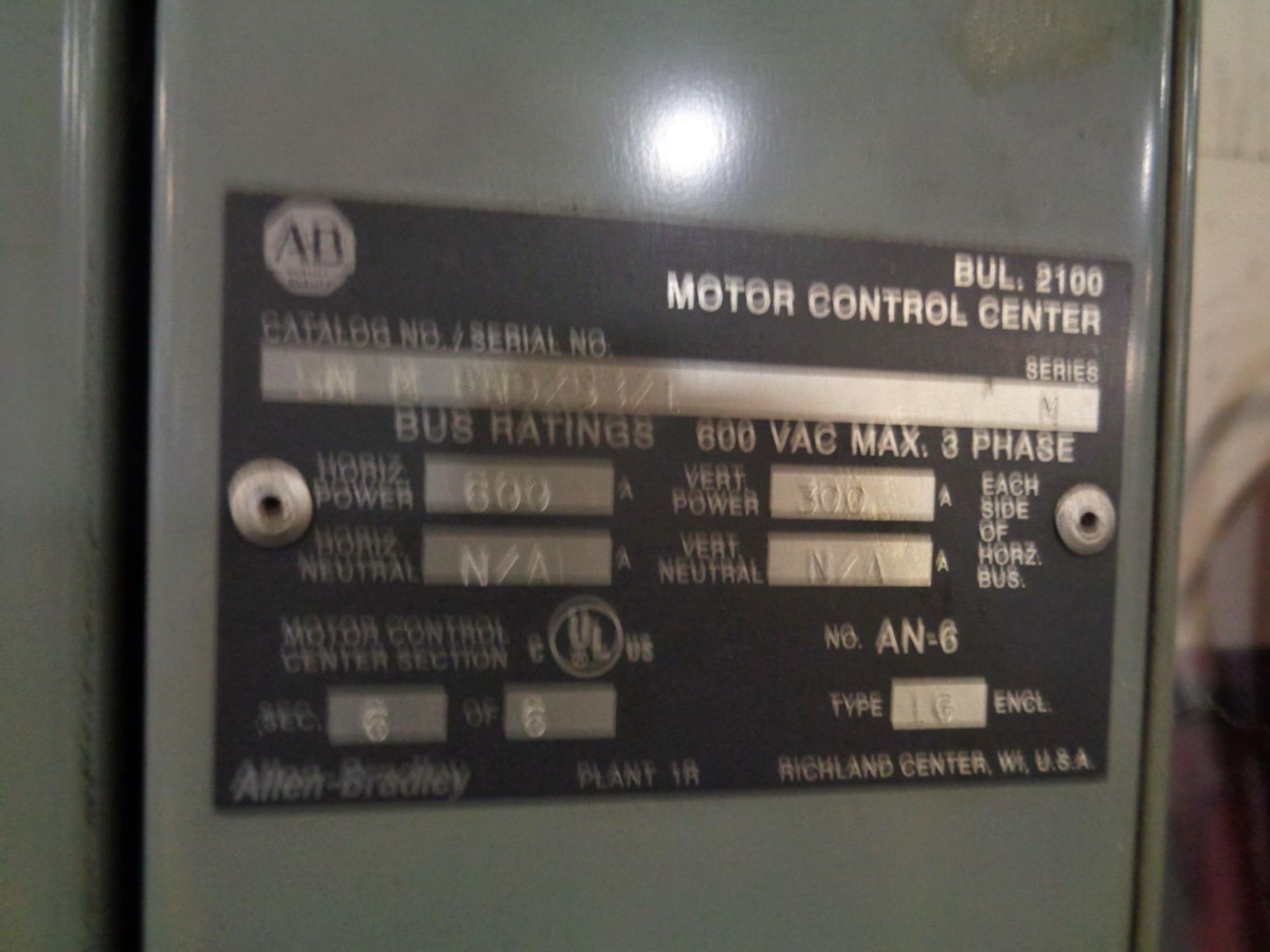 Allen Bradley Motor Control Center, Model Intellicenter - Image 2 of 5