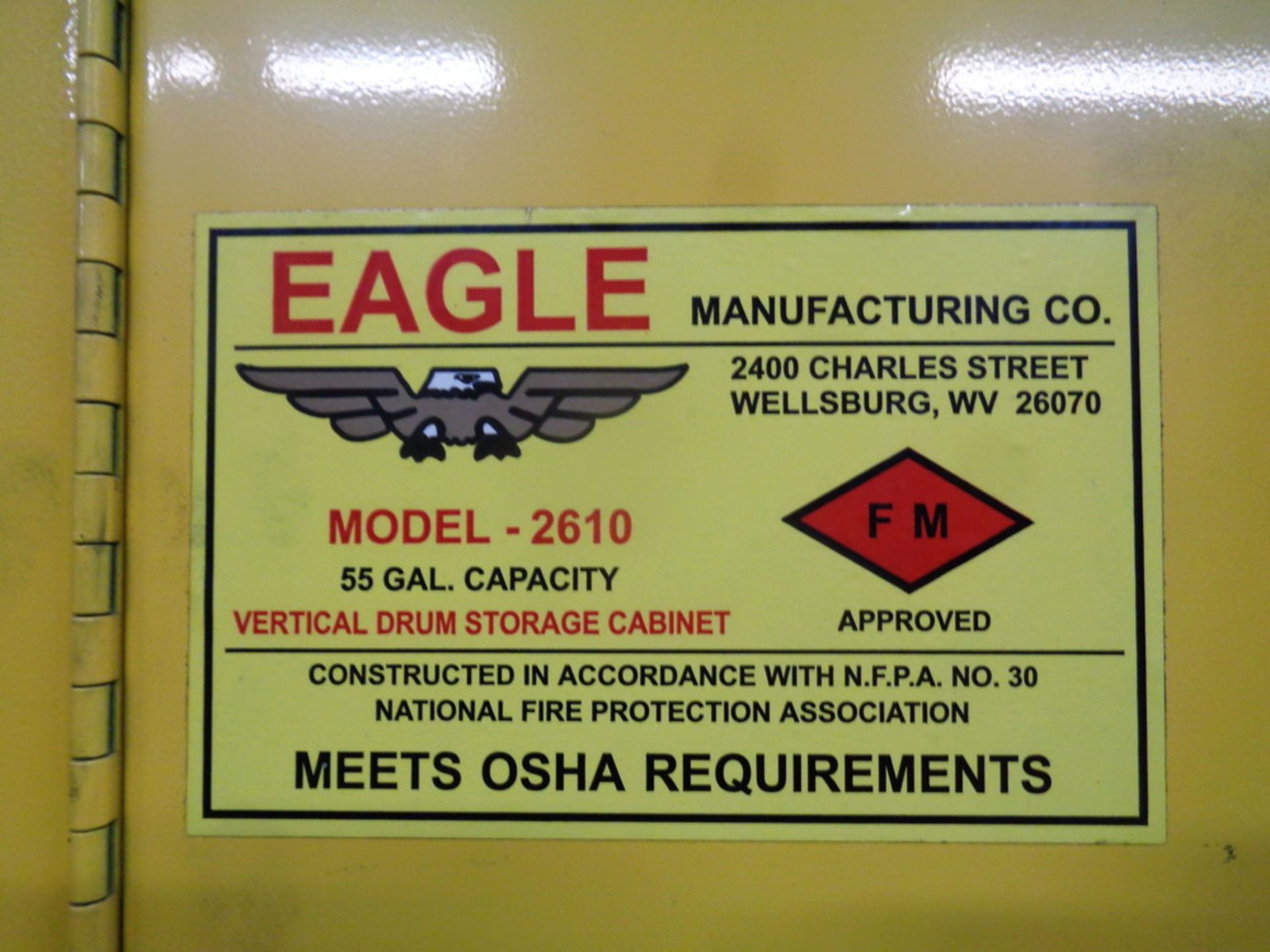 Eagle 2 Door Flammable Cabinet, 55 gallon capacity - Image 2 of 3