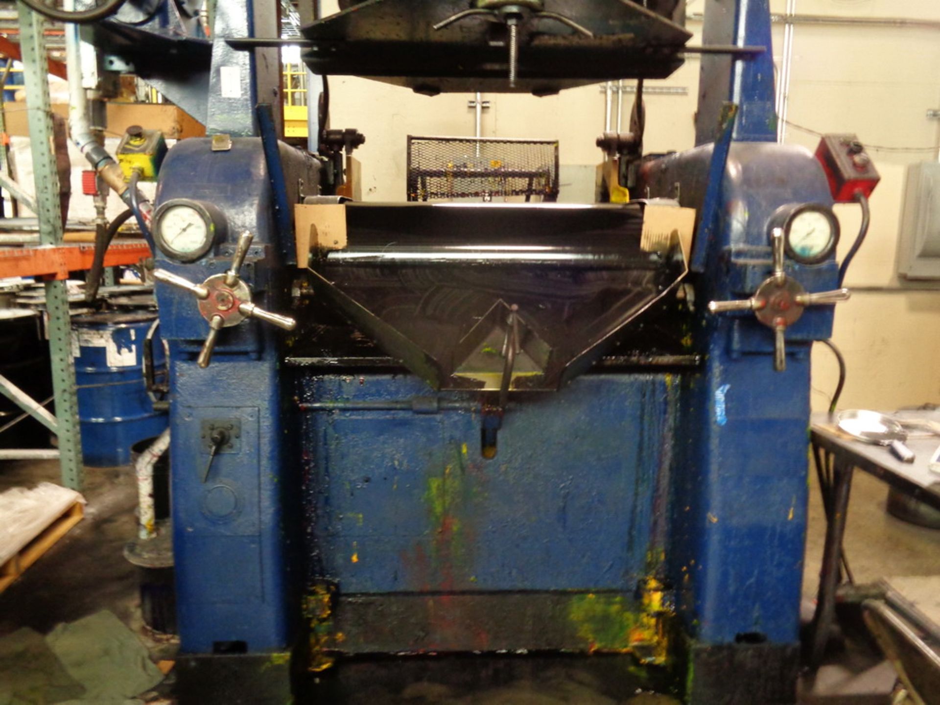 Lehmann 16” x 40” Large Production Three Roll Mill, S/N 4756, 60HP, includes can tilter - Image 3 of 8