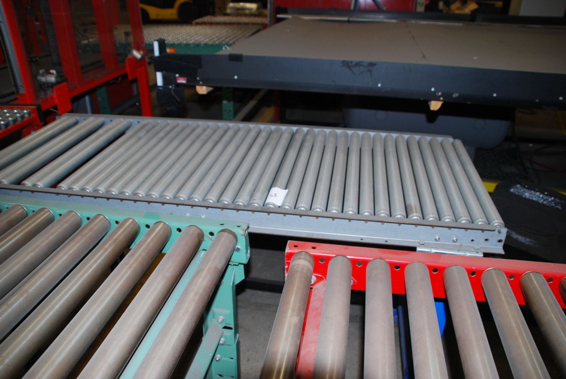 Lot of (3) sections roller conveyor