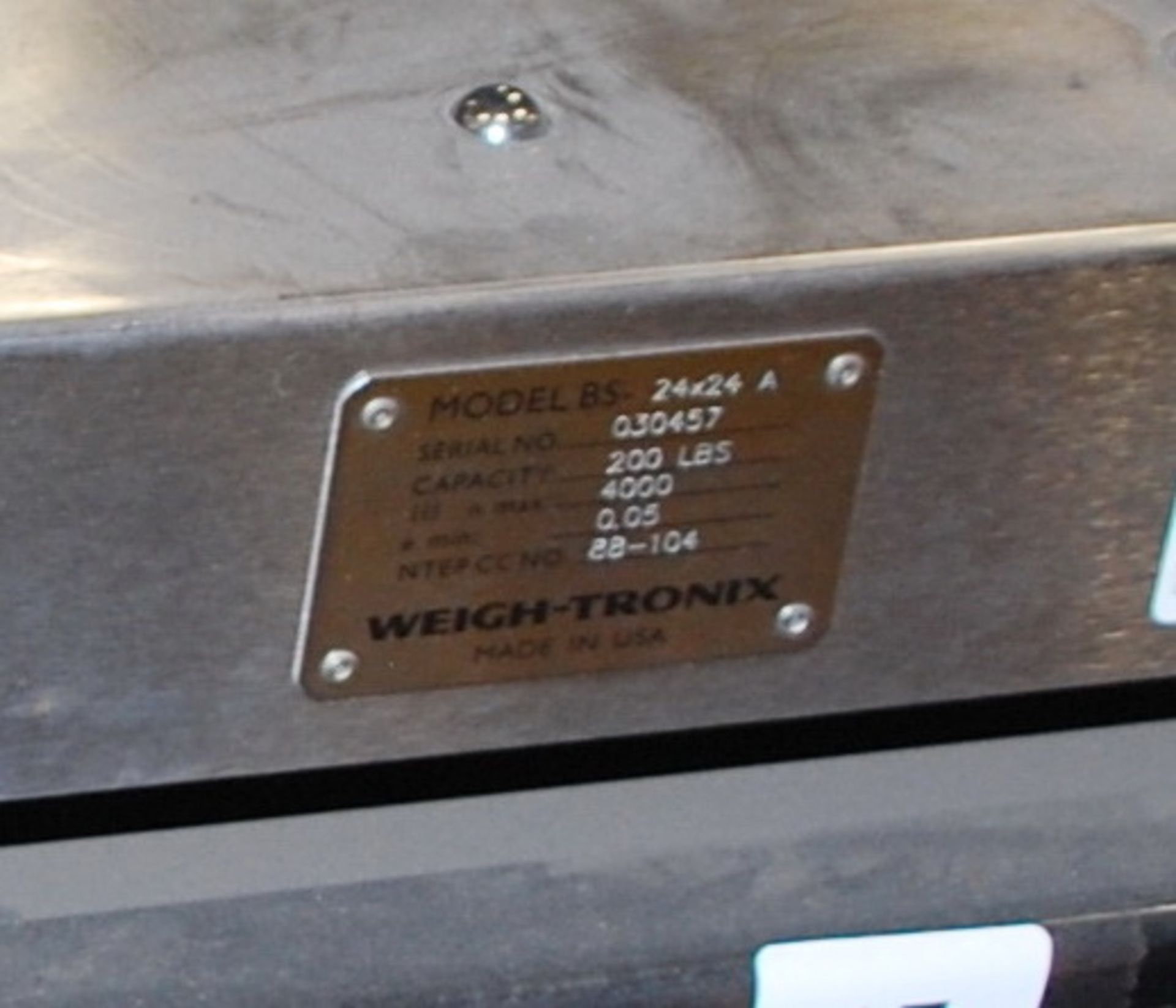 Weigh-Tronix Model 24x24A, 200lbs., digital weigh scale on stand with readout - Image 2 of 3
