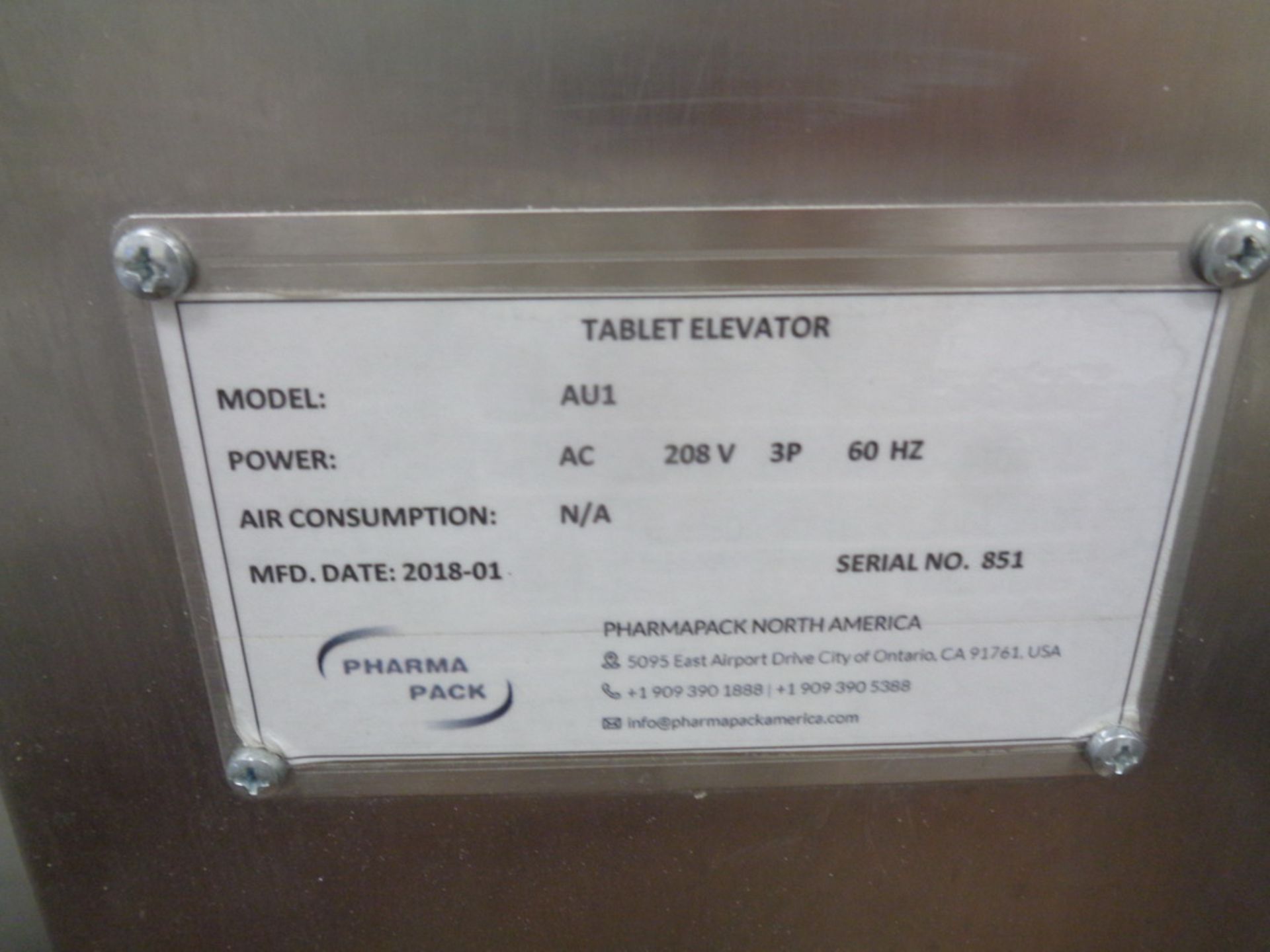 Pharma Pack Tablet Elevator, Model AU1, S/N 851, new 2018 - Image 3 of 3