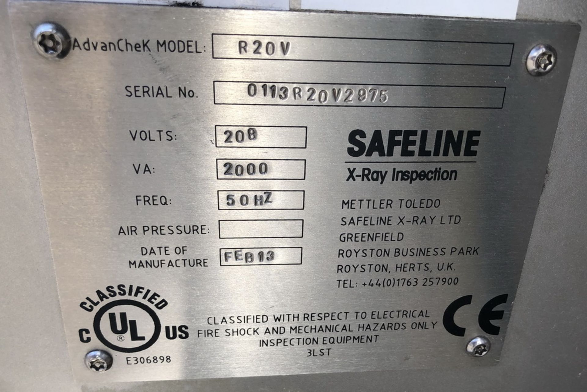 Safeline SS X Ray Machine, Model R20V, S/N 0113R20V2975, new 2013 - Image 9 of 13