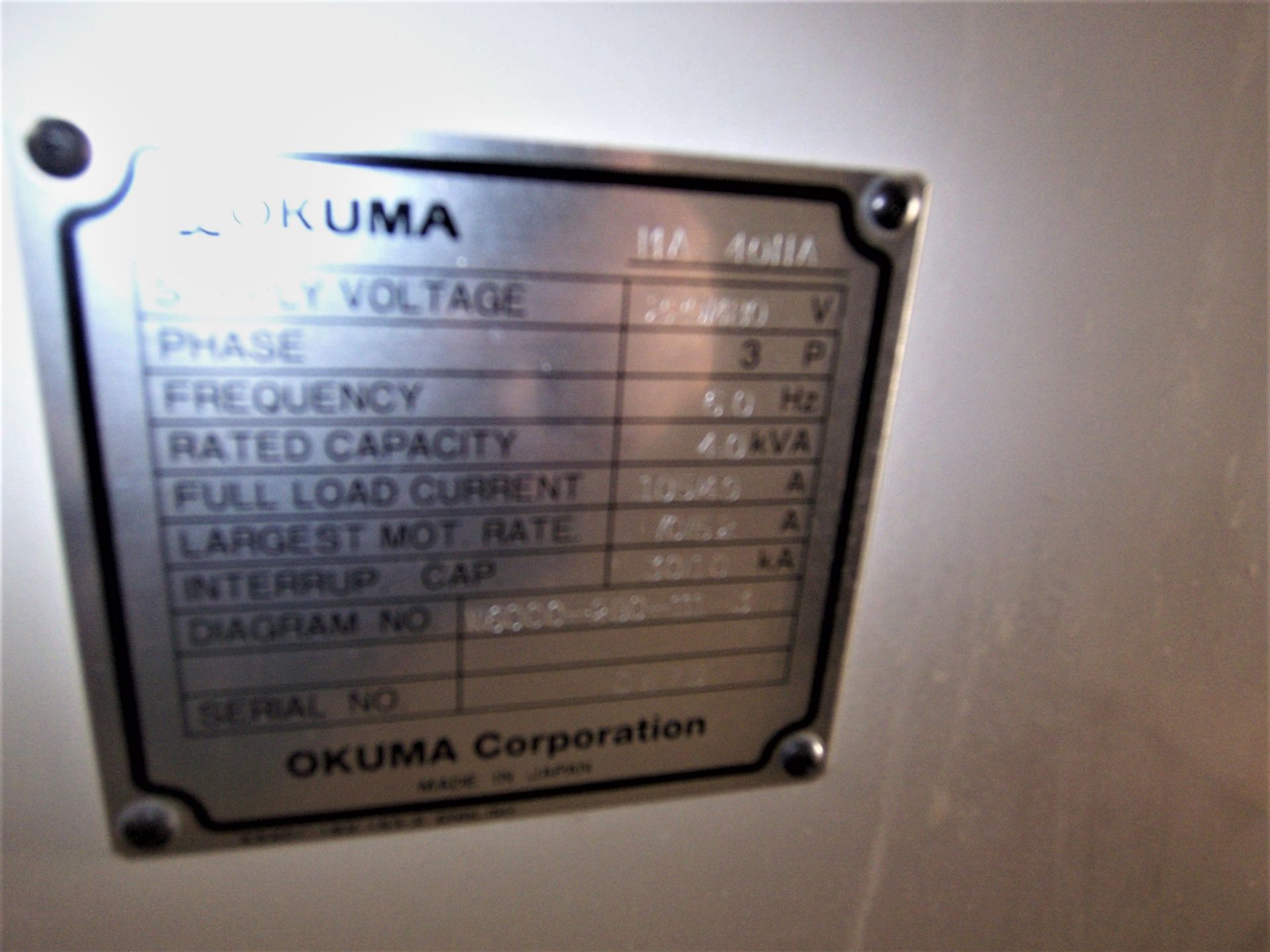 OKUMA MDL. MA-40HA HORIZONTAL DUAL PALLET CNC HORIZONTAL MACHINING CENTER WITH 15-3/4" X 15-3/4" - Image 6 of 7
