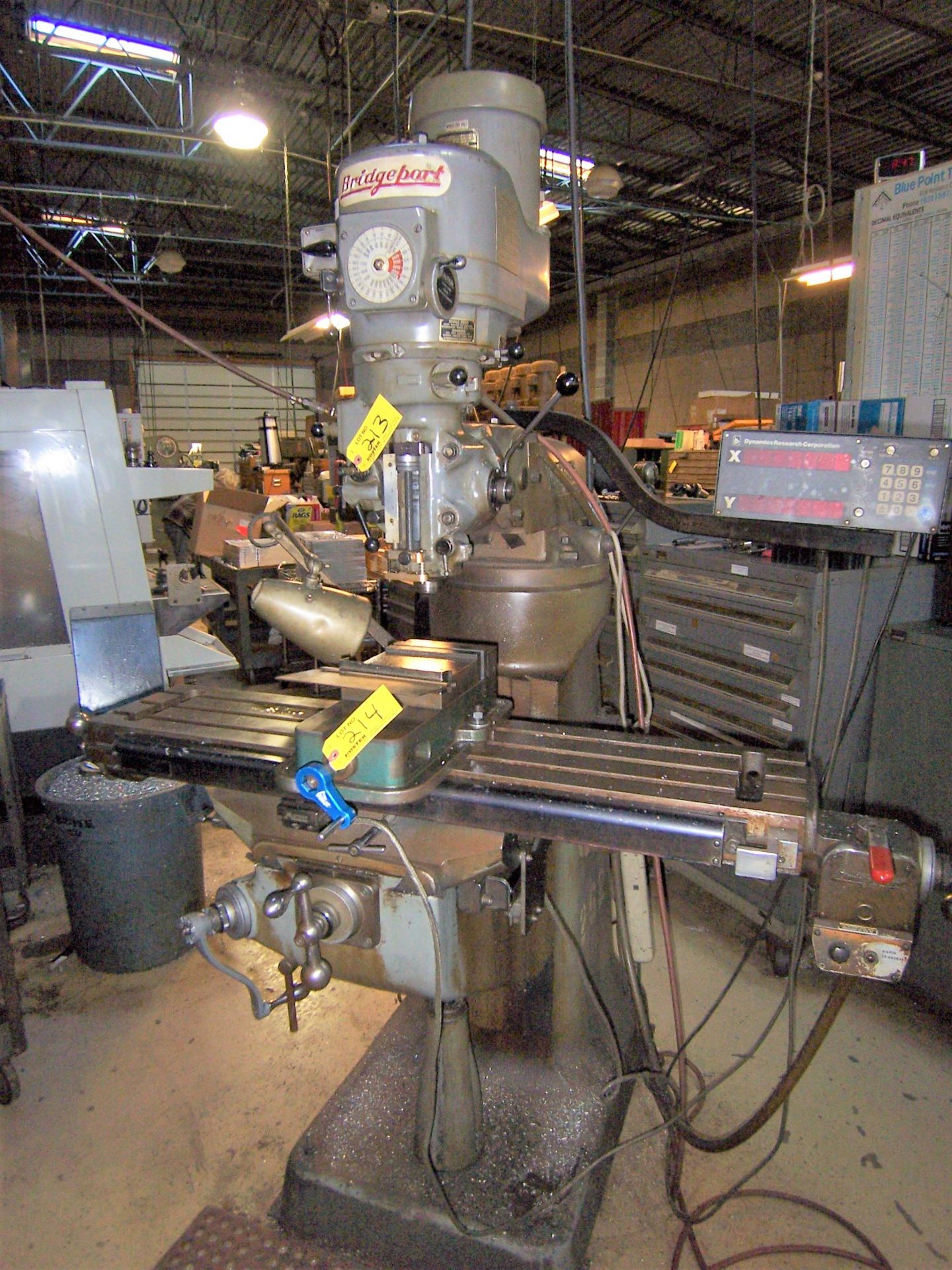 BRIDGEPORT VERTICAL MILLING MACHINE, WITH 9" X 42" POWER FEED TABLE, SPINDLE SPEEDS 60-4200 RPM, DRC - Image 2 of 2