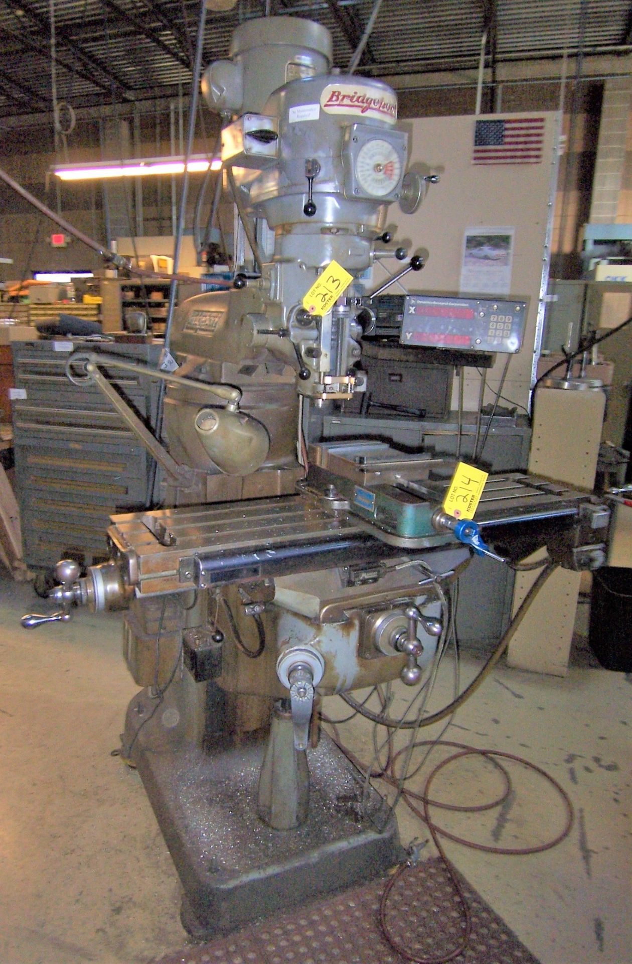 BRIDGEPORT VERTICAL MILLING MACHINE, WITH 9" X 42" POWER FEED TABLE, SPINDLE SPEEDS 60-4200 RPM, DRC