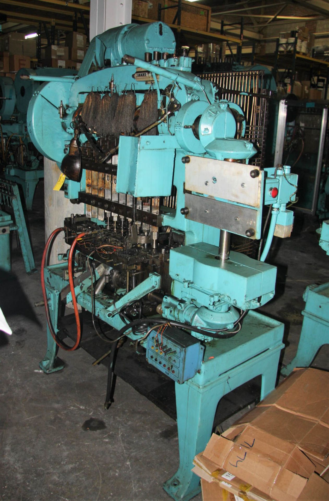 WATERBURY-FARREL MDL. 1010 EYELET MACHINE, ROLLER CAM, MECHANICAL CLUTCH, MOTOR DRIVE, ISB