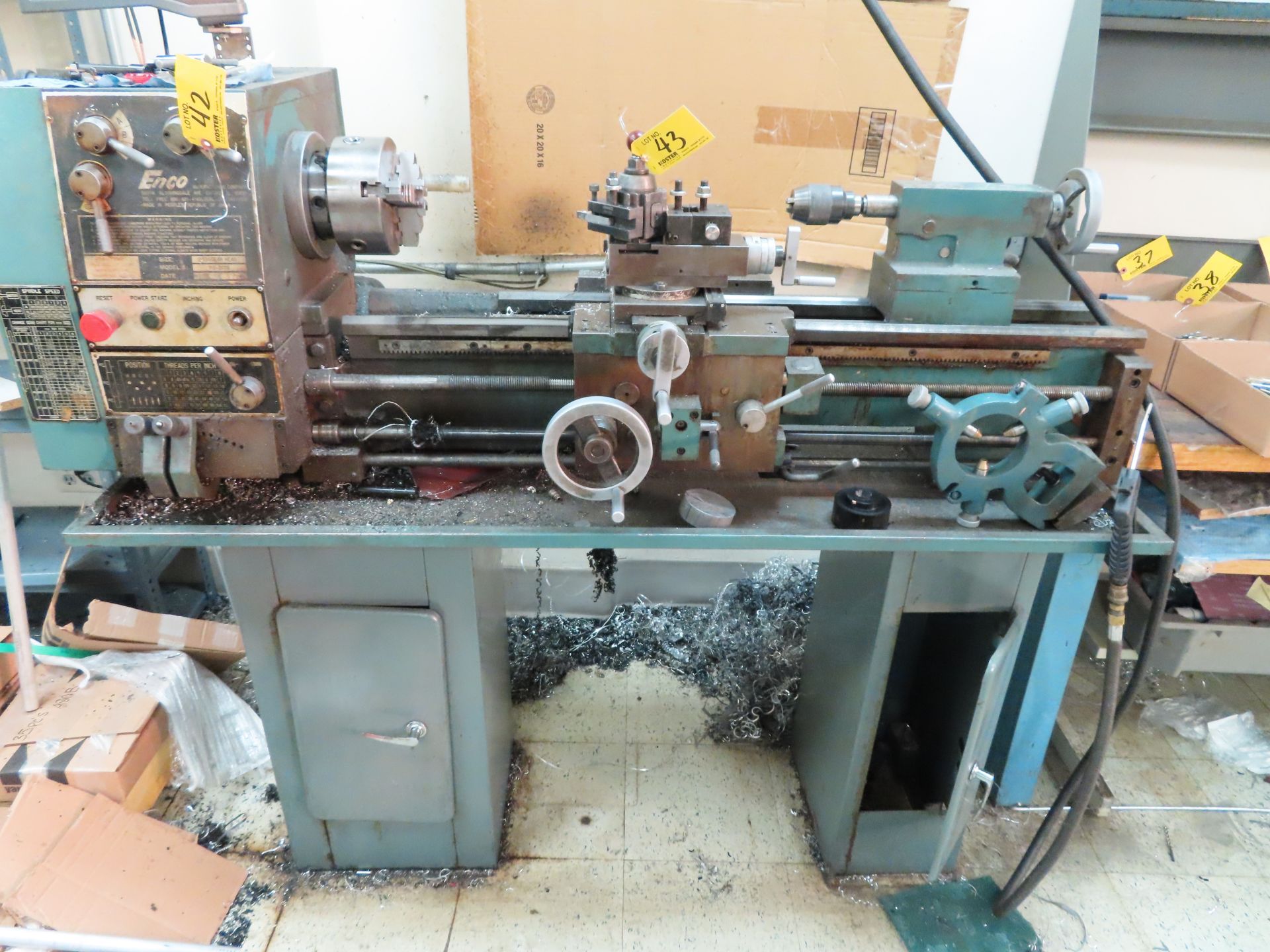 ENCO MDL. 110-2079 12" X 36" GEARED HEAD ENGINE LATHE, CAMLOC SPINDLE, ANILAM WIZARD 411 DIGITAL