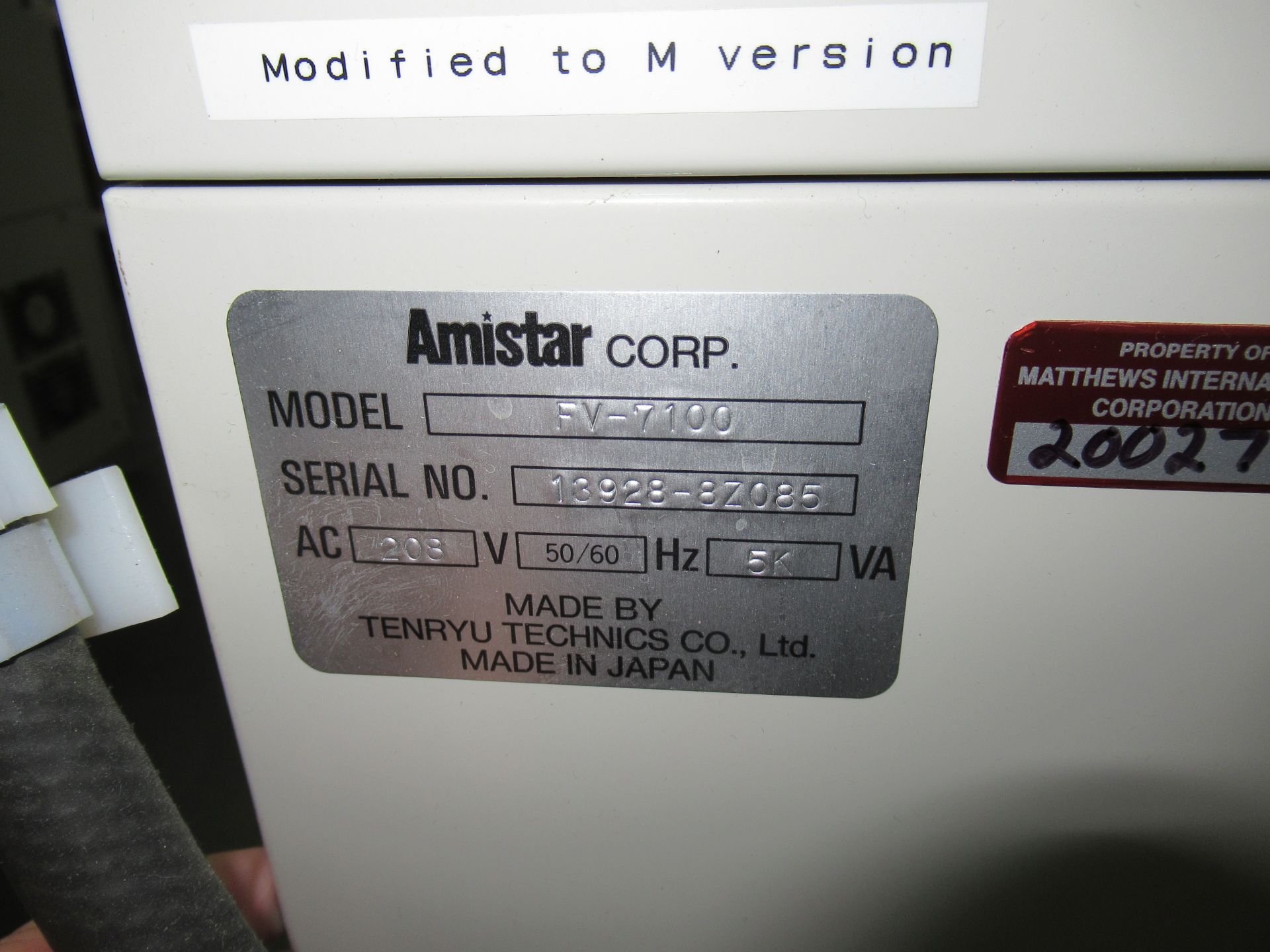 AMISTAR MDL. FV-7100 PICK AND PLACE, S/N: 13928-8Z085 (AS IS, NEEDS SOME REPAIR) - Bild 5 aus 6