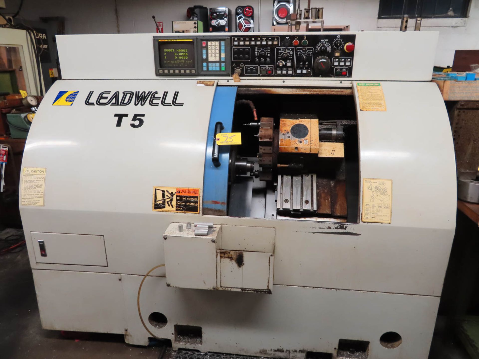 LEADWELL MDL. T5 CNC CHUCKER, 12.99" SWING OVER BED, 1.375" BAR CAPACITY, 4500 RPM, 5.35" MAX PART