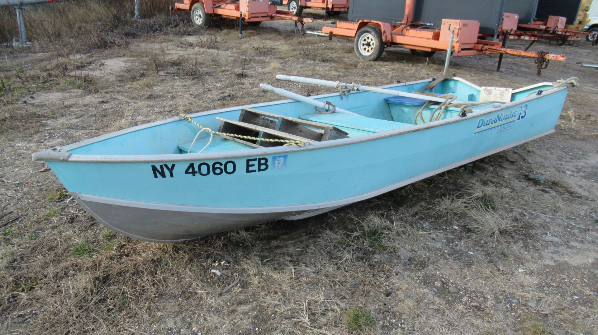 MARATHON "DURANAUTIC 13" BOAT (NO MOTOR), [2] OARS, 4-PERSON, 660#, WITH SEA LION MDL. S-14-800E