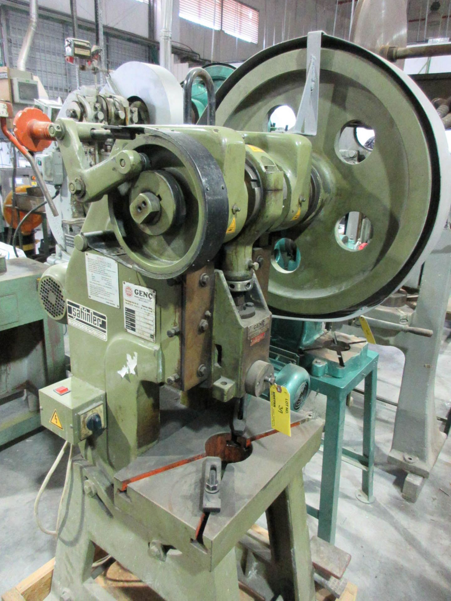 GENC MDL. 15 OBI PUNCHPRESS; 2 HORSEPOWER MOTOR 16 TONS; MECHANICAL CLUTCH BELT DRIVE: 46X28 T-