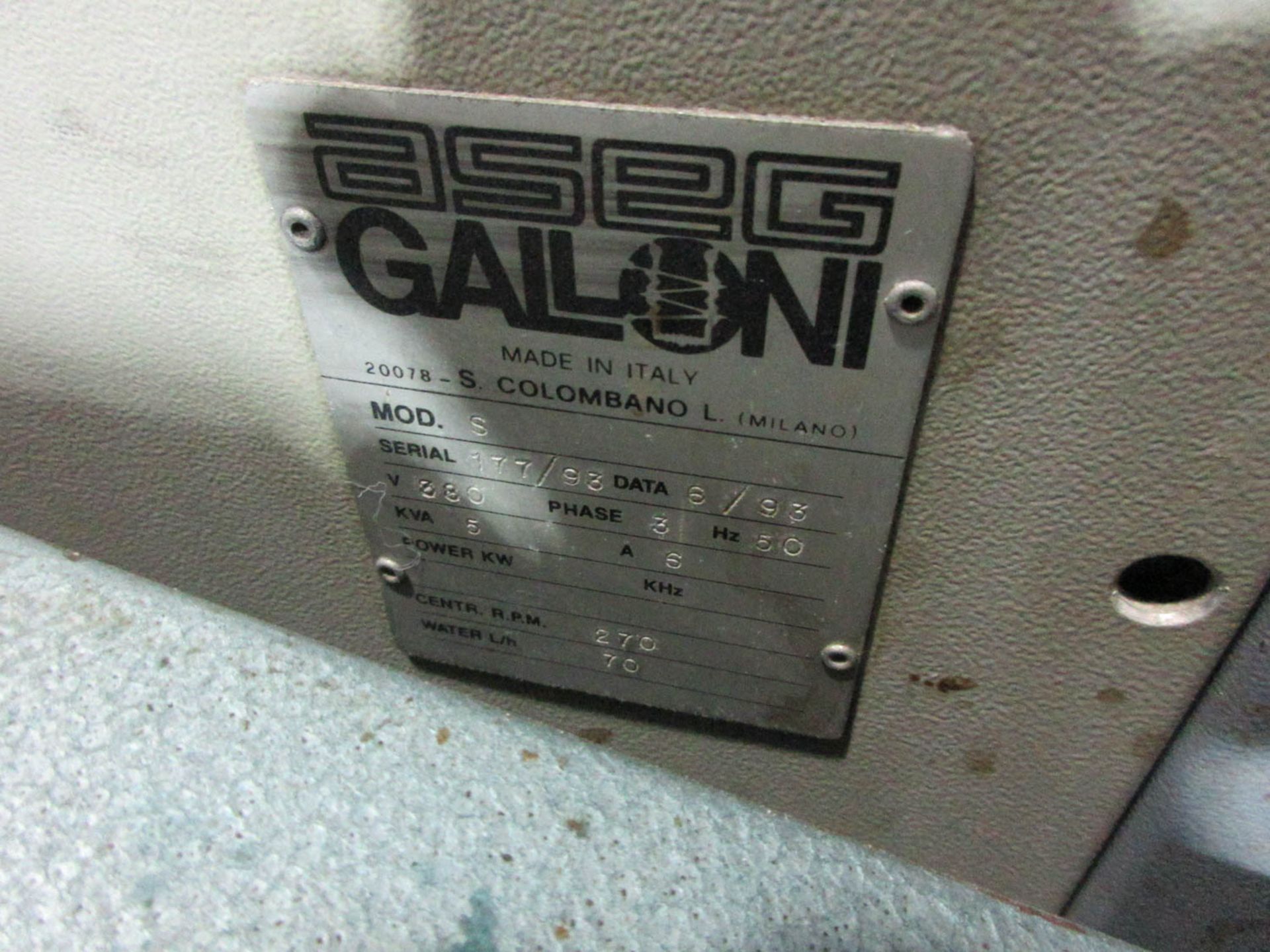 GALONI FUSOS MDL. S VACUUM CASTING MACHINE; 50 HZ; 380V; 3 PH; 5 KVA, S/N: 177-93 (1993) [A#214][ - Image 3 of 3