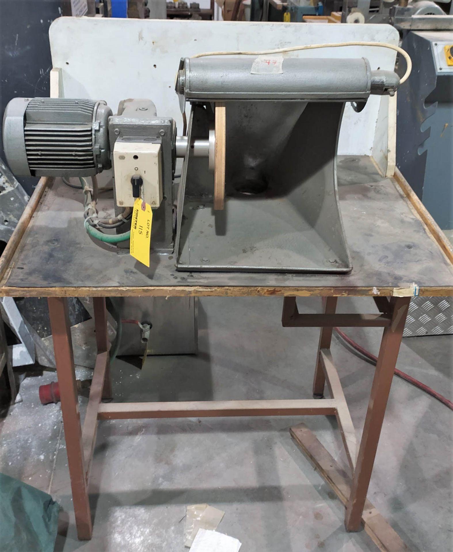 POLISHING MOTOR; DISC SANDER; TABLE TYPE; 1 HP/ 23 CM DIAMETER SANDING WHEEL [A#77][LOCATED IN