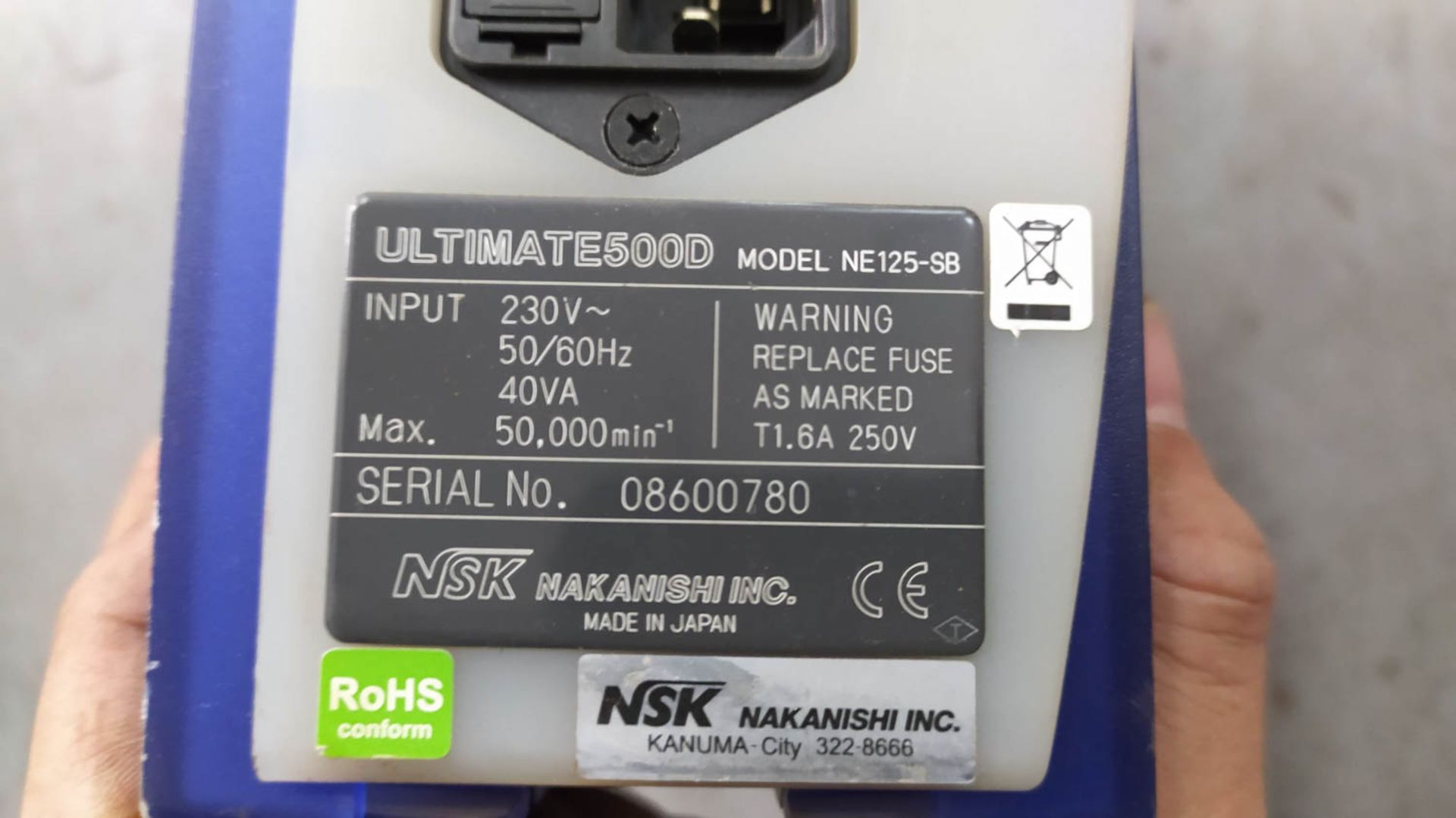 NSK NAKANISHI INC. MDL. ULTIMATE 500D NE125-SB CONTROL UNIT, S/N: 8600780 [A#364][LOCATED IN Holon] - Image 2 of 2