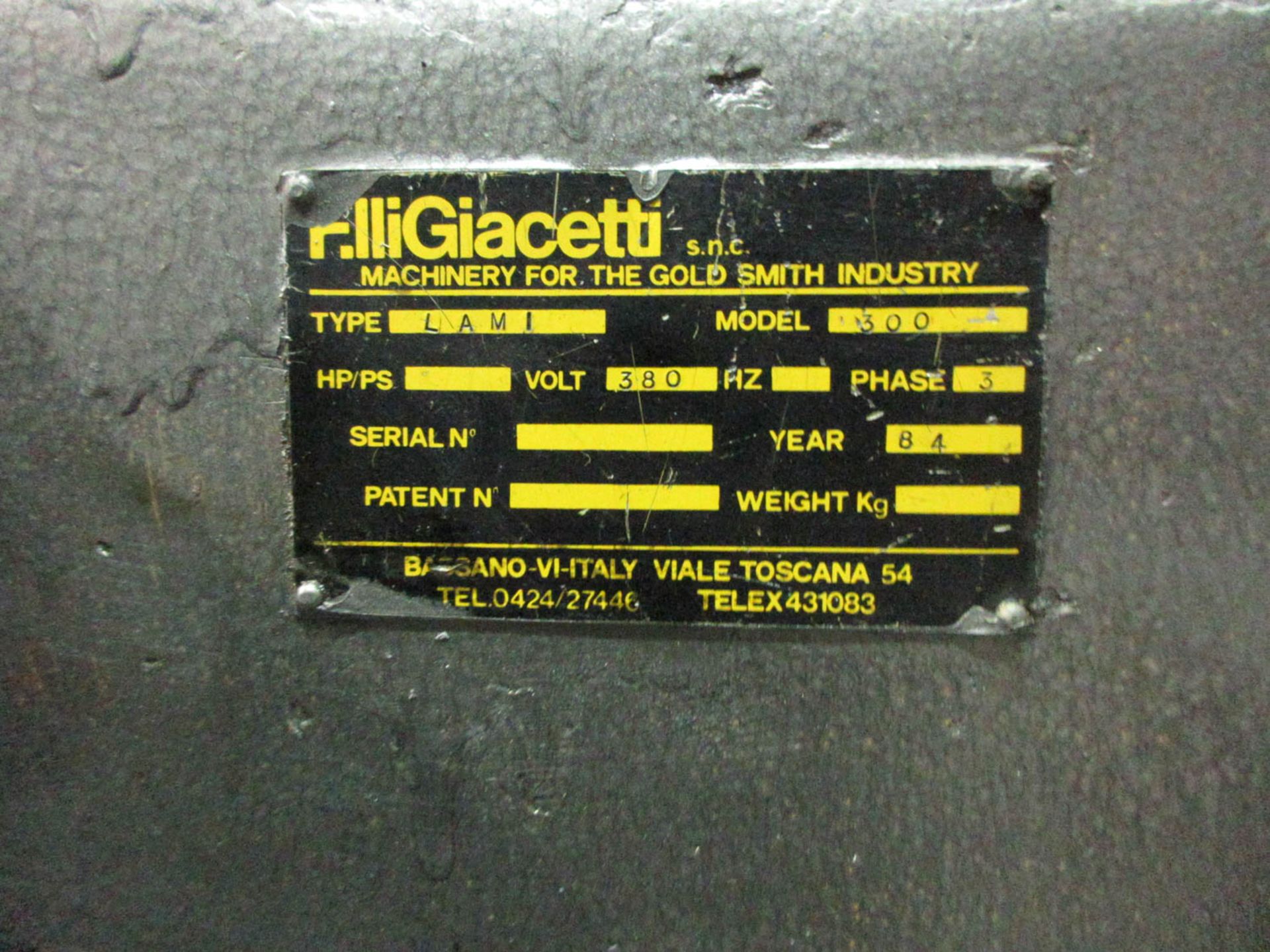 F. LLIGIACETTI MDL. LAMI 380 DOUBLE ROLLING MILL; TWIN SCREW; HAND-OPERATED; 380V; 50HZ; 3 PH, 29 CM - Image 4 of 4