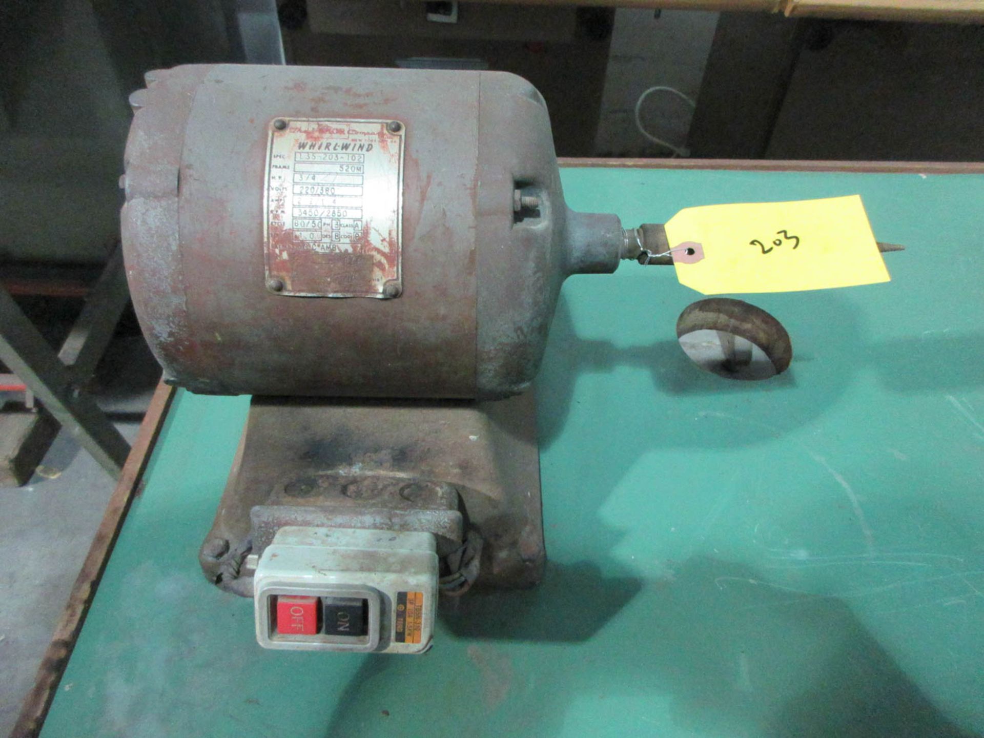 MDL. L35-203-102 SCHLEIF CUSTOM GRINDER WITH MANDREL WITH WHIRLWIND MOTOR; 3/4 HORSEPOWER; RPM - Image 2 of 2