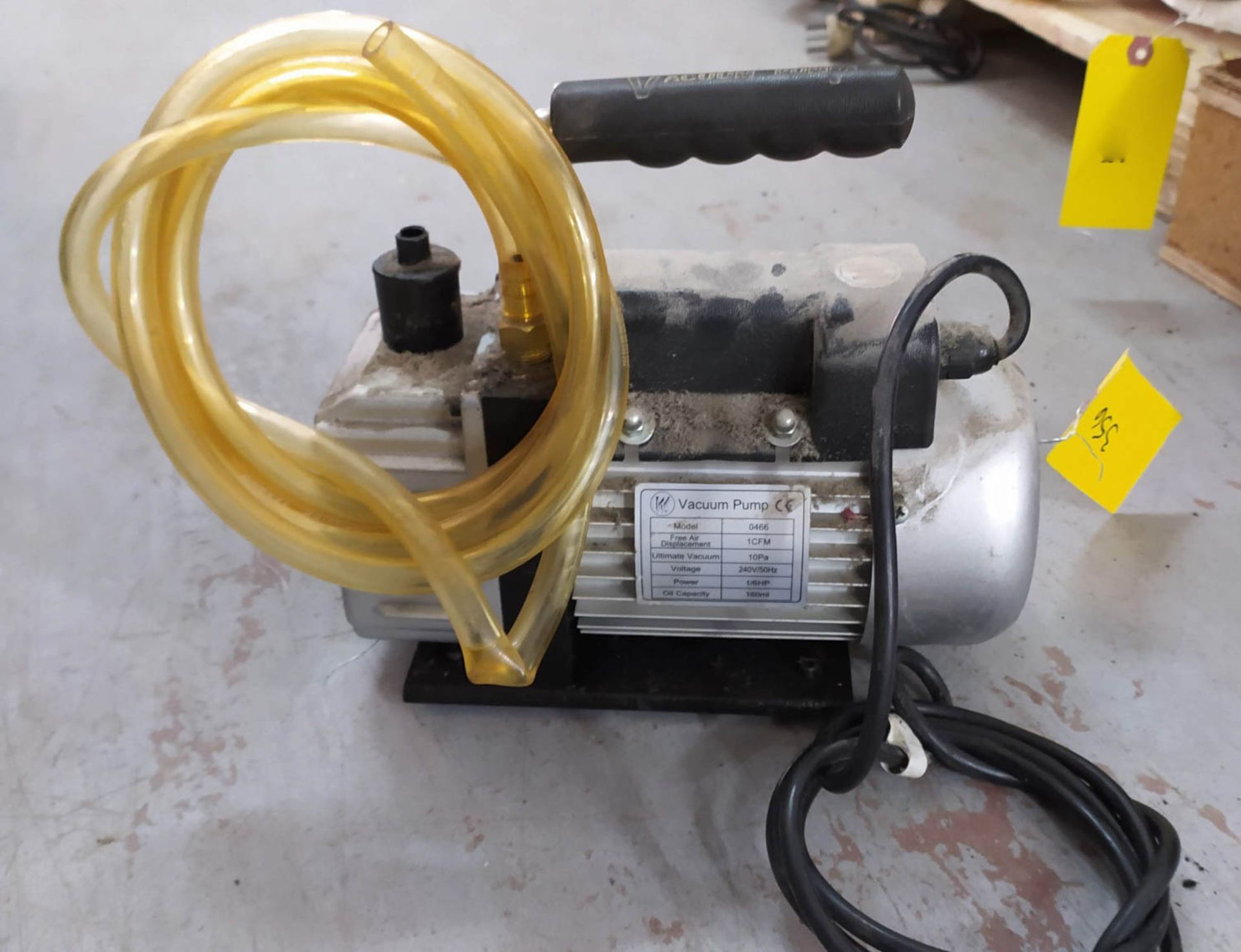 W MDL. 466 VACUUM PUMP; 240V; 50 HZ; 1/6 HP [A#356][LOCATED IN Holon] - Image 2 of 3