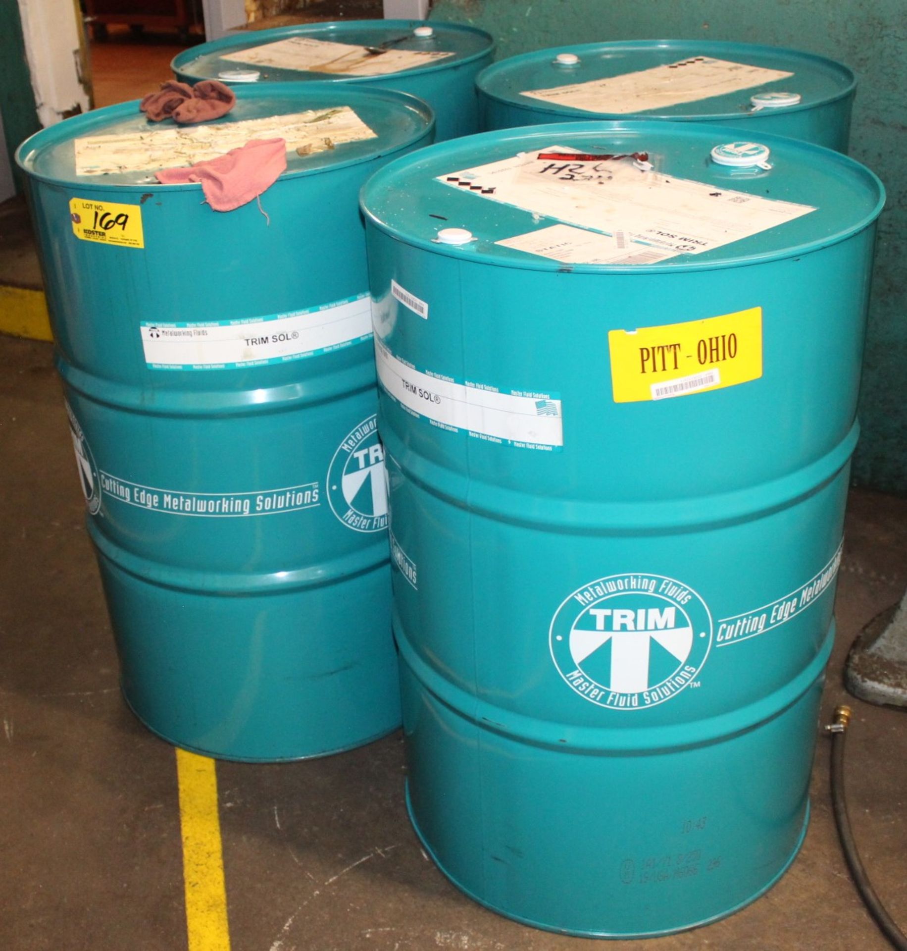 LOT OF (4) 55-GALLON DRUMS TRIM SOL METALWORKING FLUID