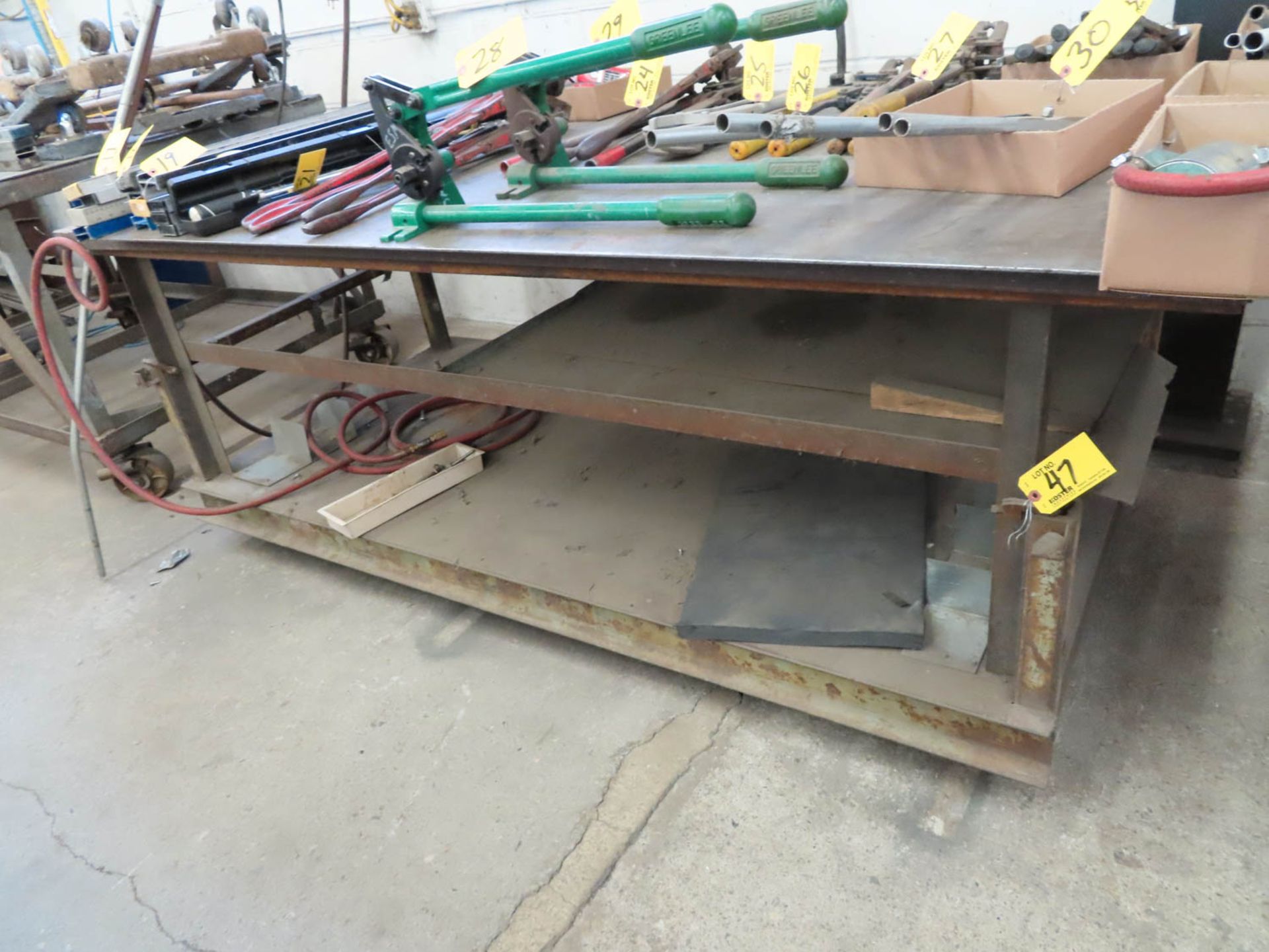 48" X 96" ROLLING TABLE (NO CONTENTS)