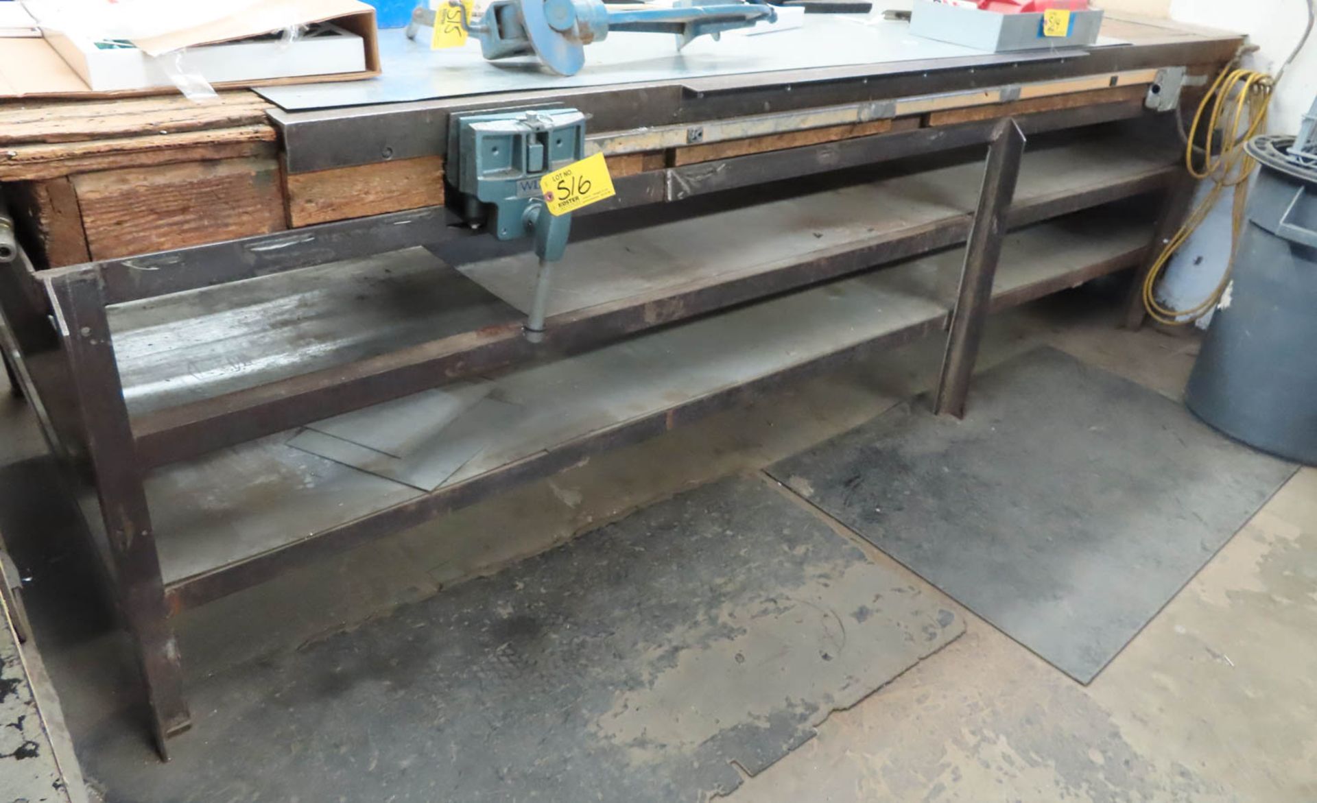 10' X 50" WOOD TOP WORK TABLE WITH WILTON 7" VISE
