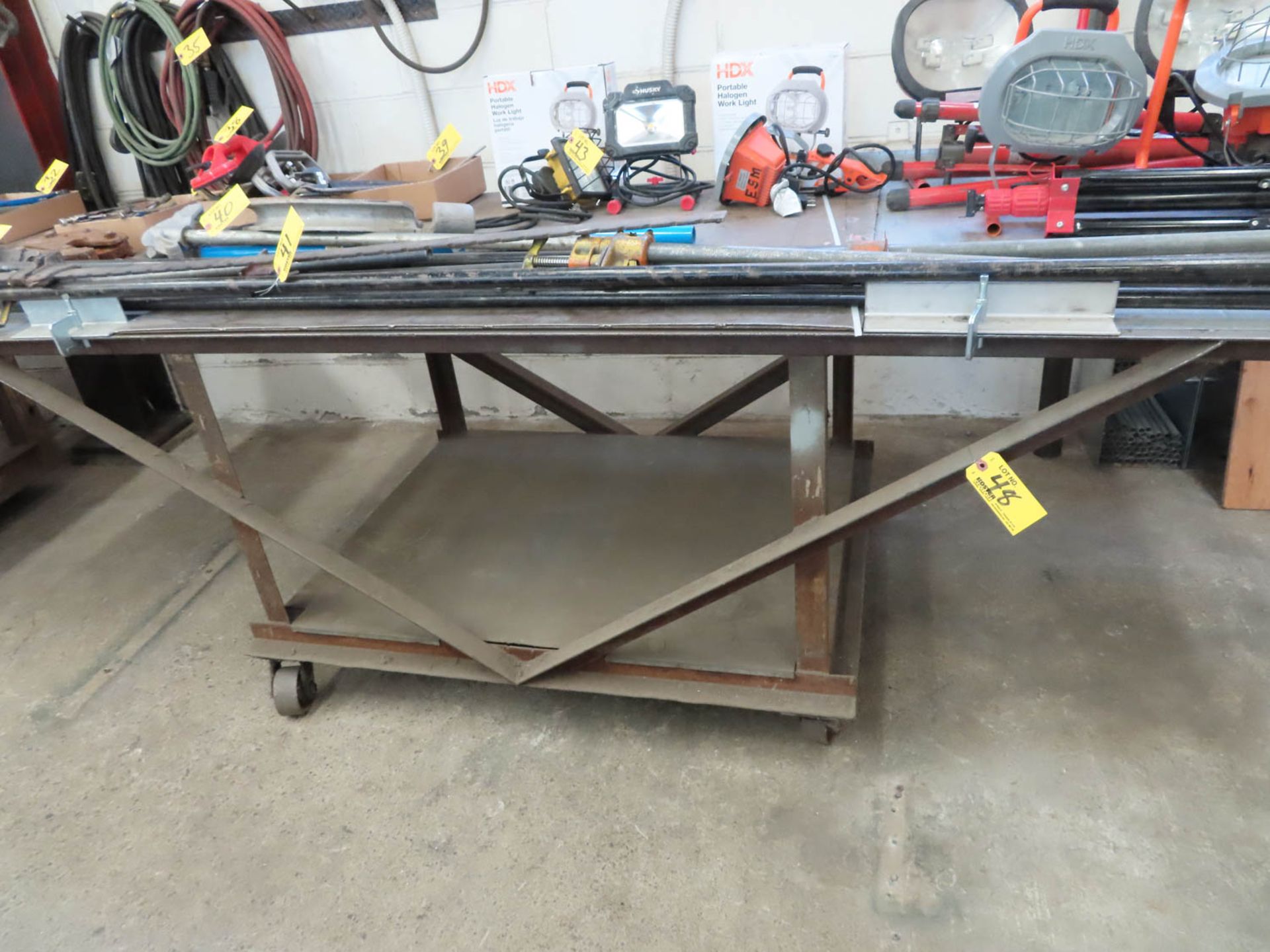 39" X 108" ROLLING STEEL TABLE (NO CONTENTS)