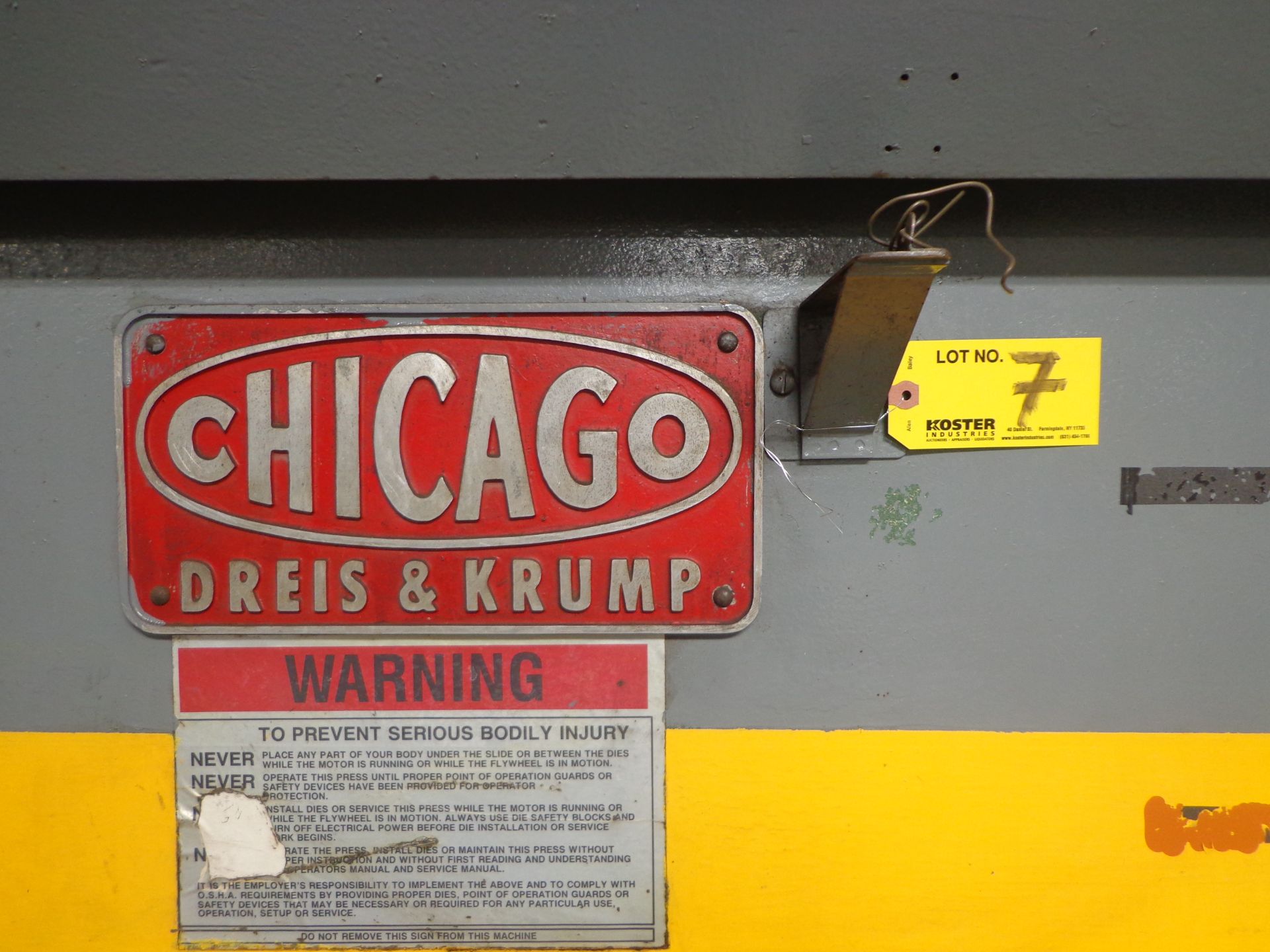 CHICAGO DREIS & KRUMP MODEL 1012-L 10'-4" PRESS BRAKE, 60 - 90 TON CAPACITY, FOOT PEDAL CONTROL, - Image 10 of 11