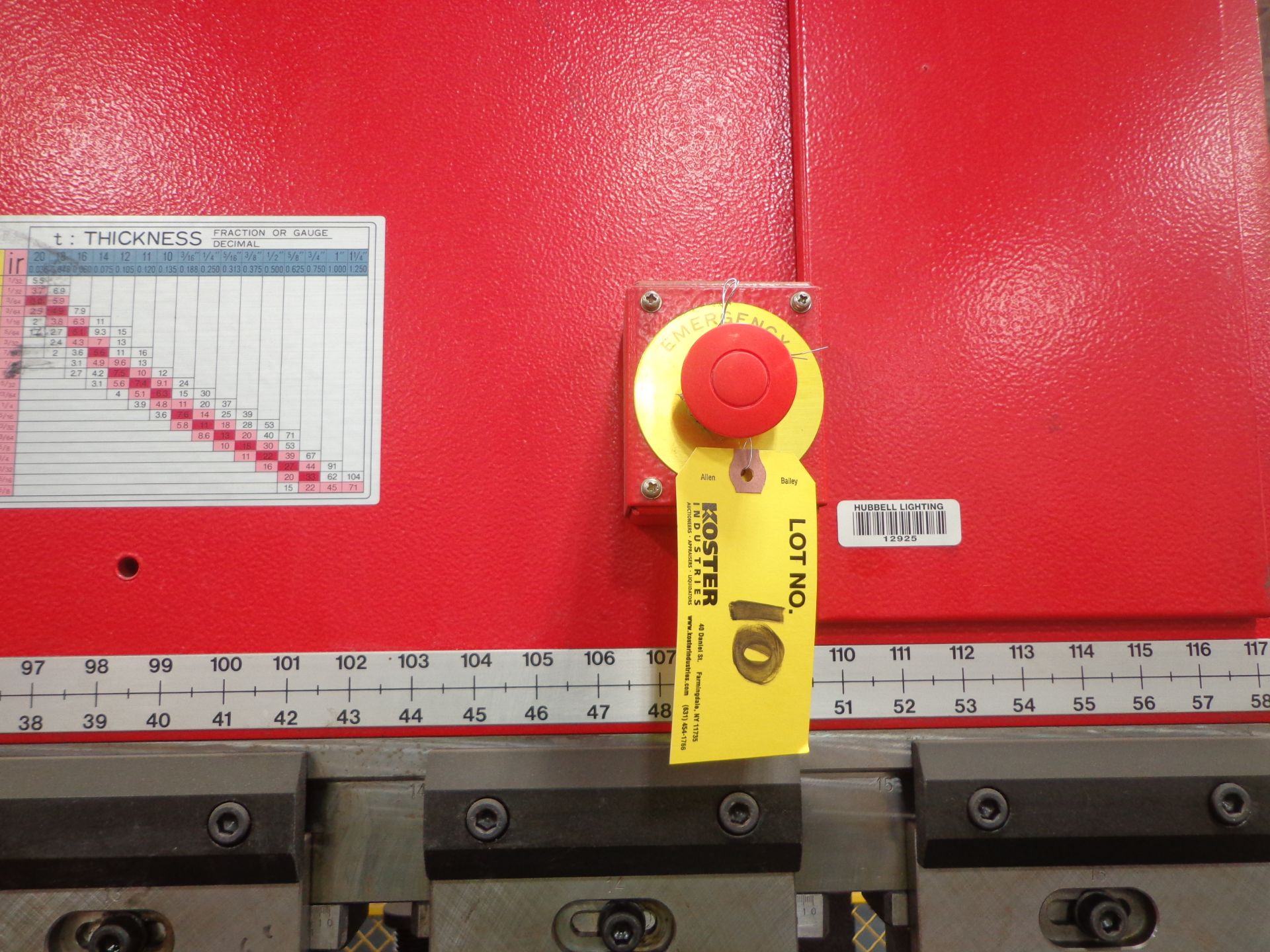 AMADA MODEL ASTRO100MH 118.1" PRESS BRAKE, S/N: 10302079 (1999). THERE IS A SECOND TAG WITH THE - Image 12 of 16