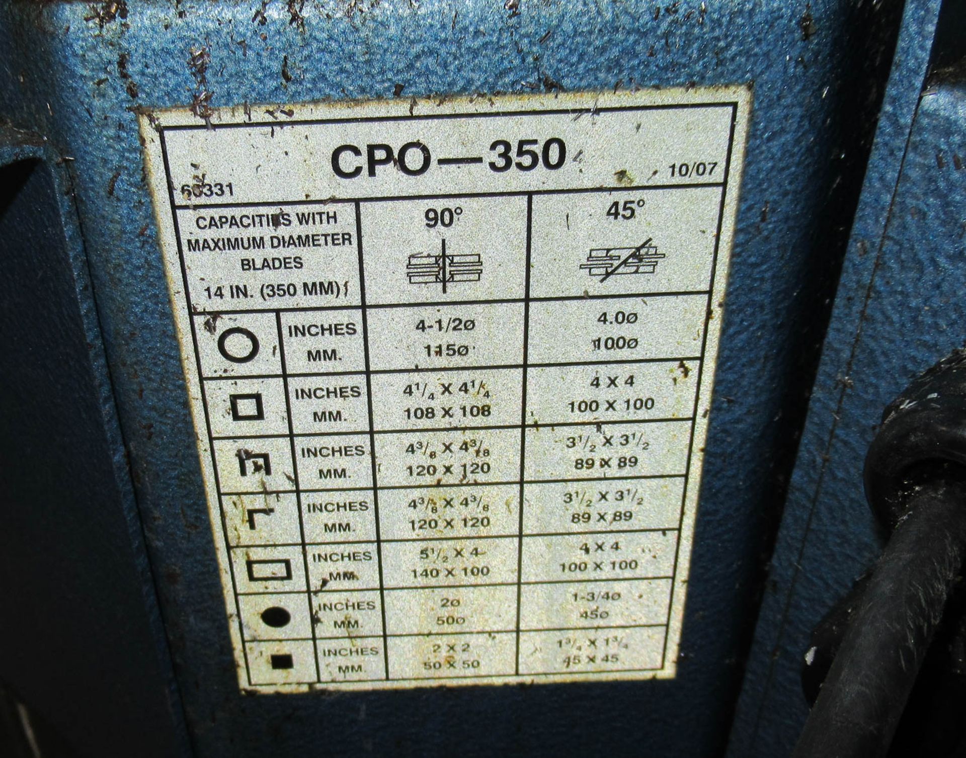 SCOTCHMAN MDL. CPO-350 "VS-350/PK/PD" MITRE COLD SAW, 4-1/2" CAPACITY, 5HP, 12" DIAMETER BLADE, - Image 4 of 6