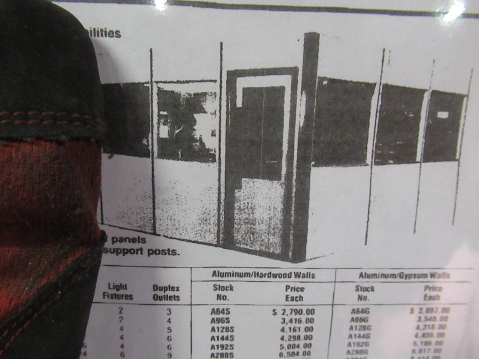 3-SIDED MODULAR OFFICE WITH DOOR (DISMANTLED), IMPLANT WINDOW, DOOR 8' X 8, (6) 4' SECTIONS - Image 2 of 3