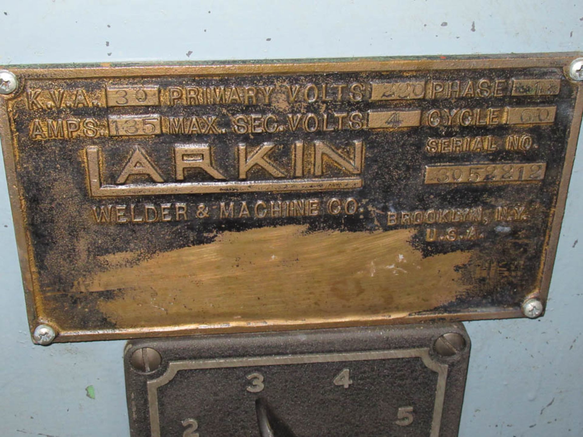 30KVA LARKIN MDL. PNEUMATIC SPOT WELDER, SQUEEZE AND WELD TIMERS, 12" THROAT, S/N: 3052212 - Image 3 of 3
