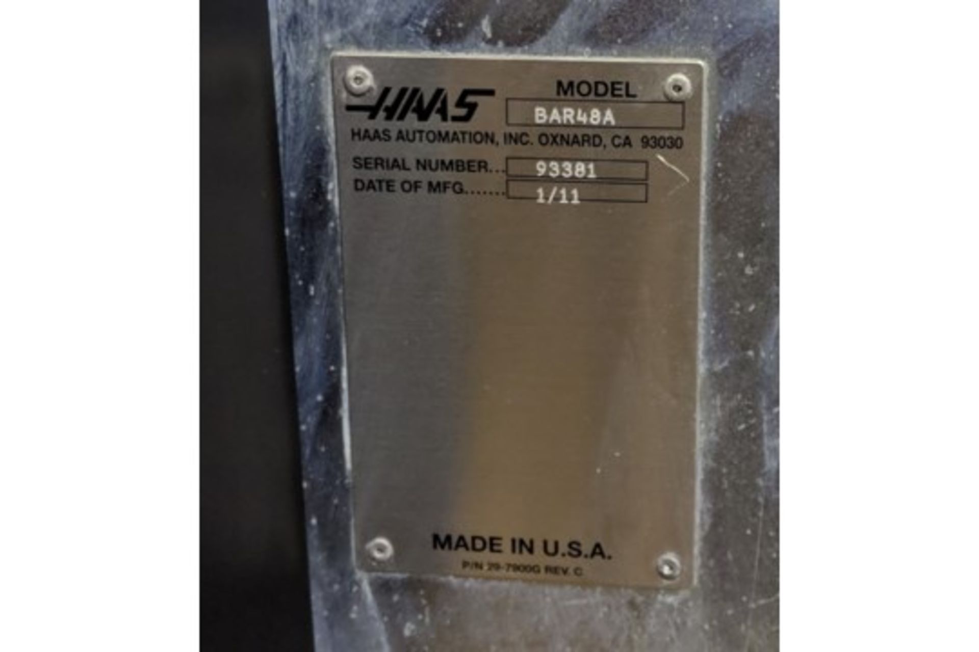 HAAS Servo 300 Model 48A Bar Feed, 3/8"-3-1/8" Capacity, Up to 48" Length, 650 LBS Maximum Bar - Image 4 of 4