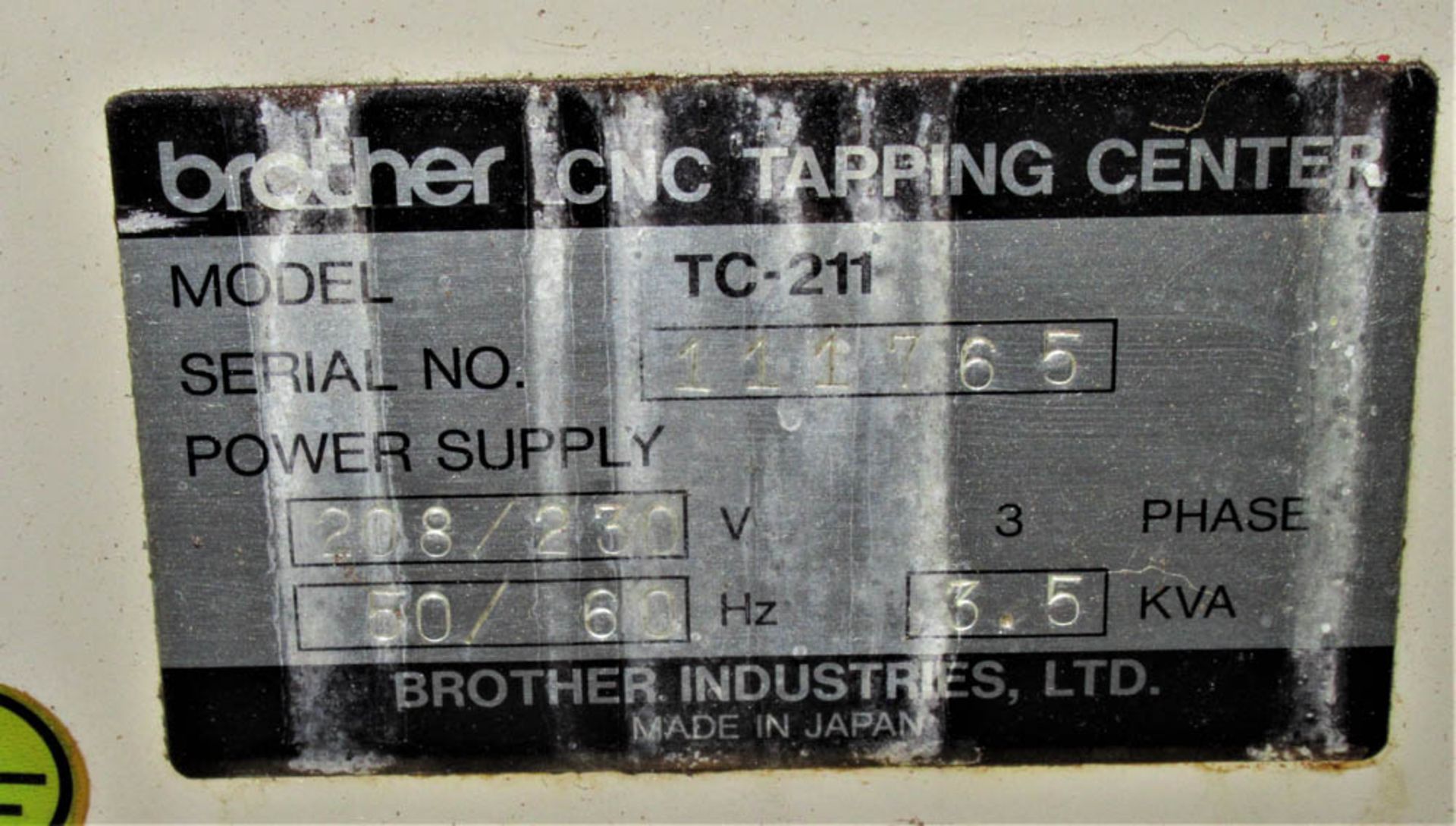 BROTHER MDL. TC-211 CNC DRILLING AND TAPPING MACHINE, 10-POSITION TURRET, S/N: 111765 [LOCATED IN - Image 5 of 5