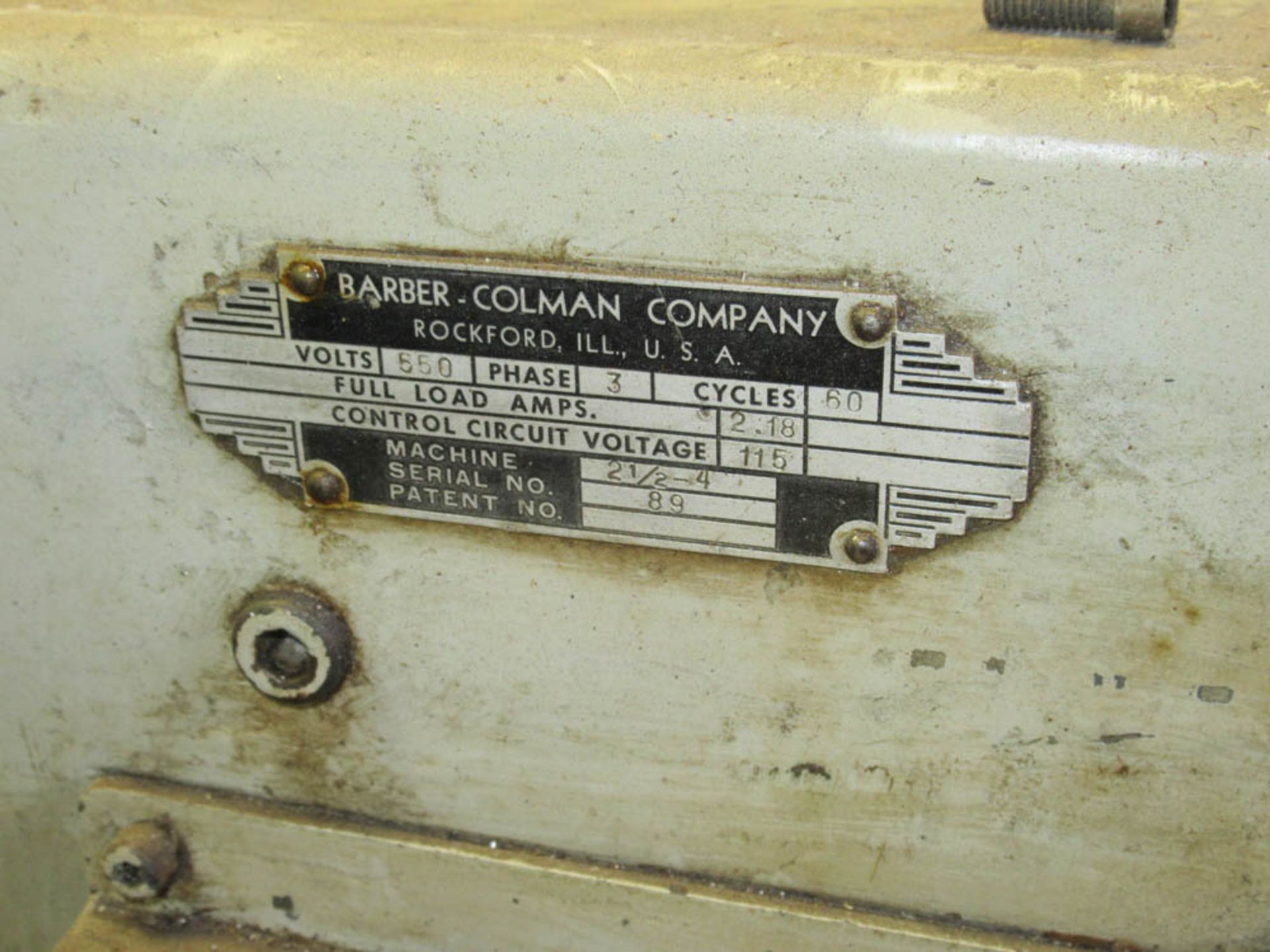 BARBER COLMAN MDL. 2-1/2-4 GEAR HOBBER, S/N: 89 [LOCATED IN COPIAGUE, NY] - Image 4 of 4