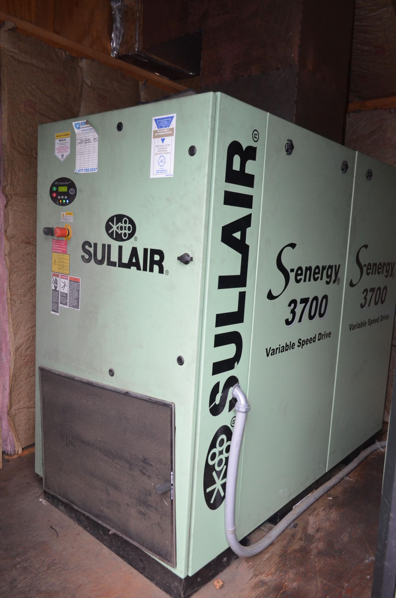 SULLAIR MDL. 3709VBAC S-ENERGY 3700 ROTARY SCREW TYPE AIR COMPRESSOR, 125 PSI, WS TOUCH