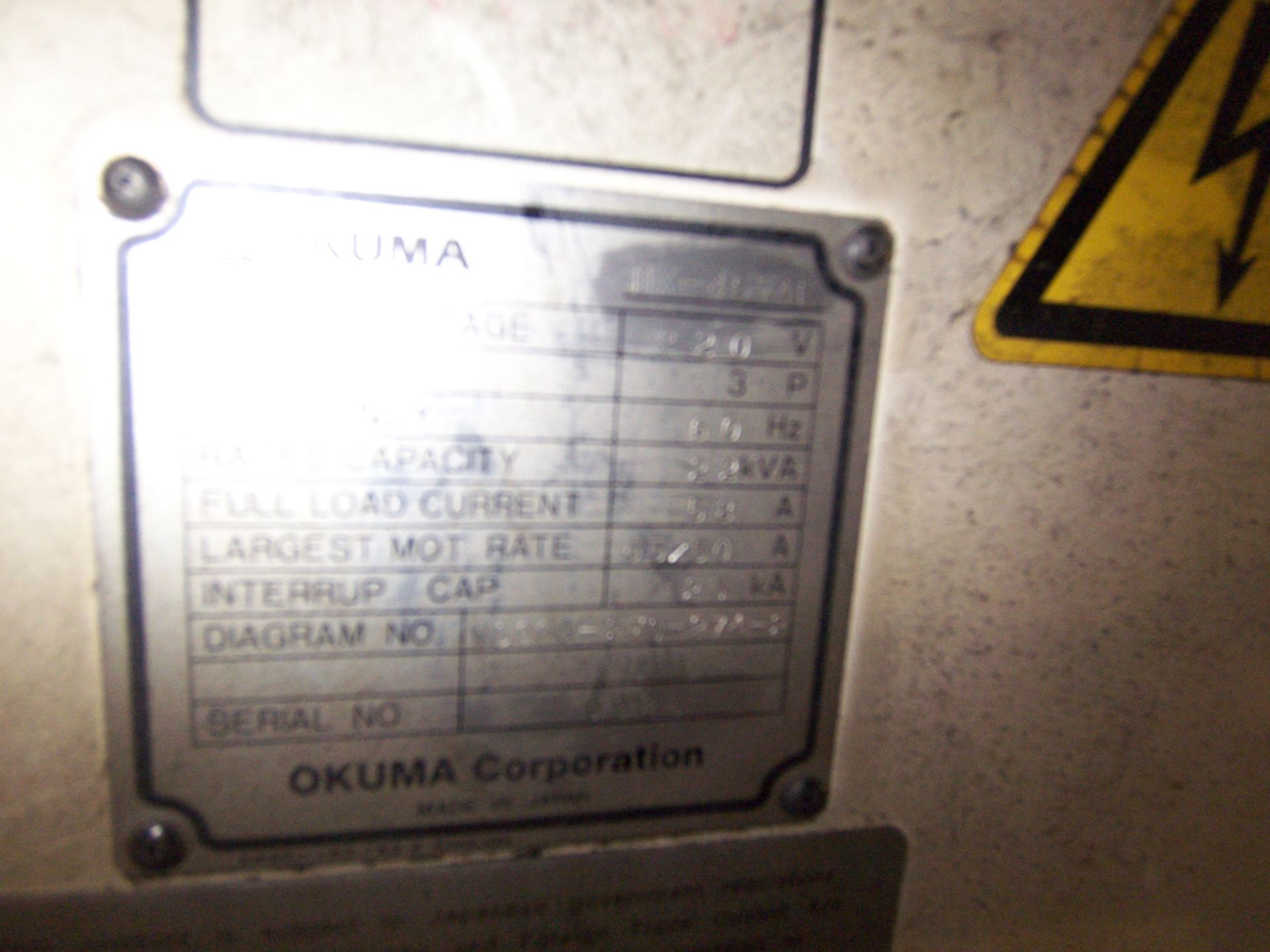 OKUMA MDL. MX-45VAE VERTICAL MACHINING CENTER WITH 18.11" X 39-1/2" TABLE, TRAVELS: X-30, Y-18. - Image 8 of 9