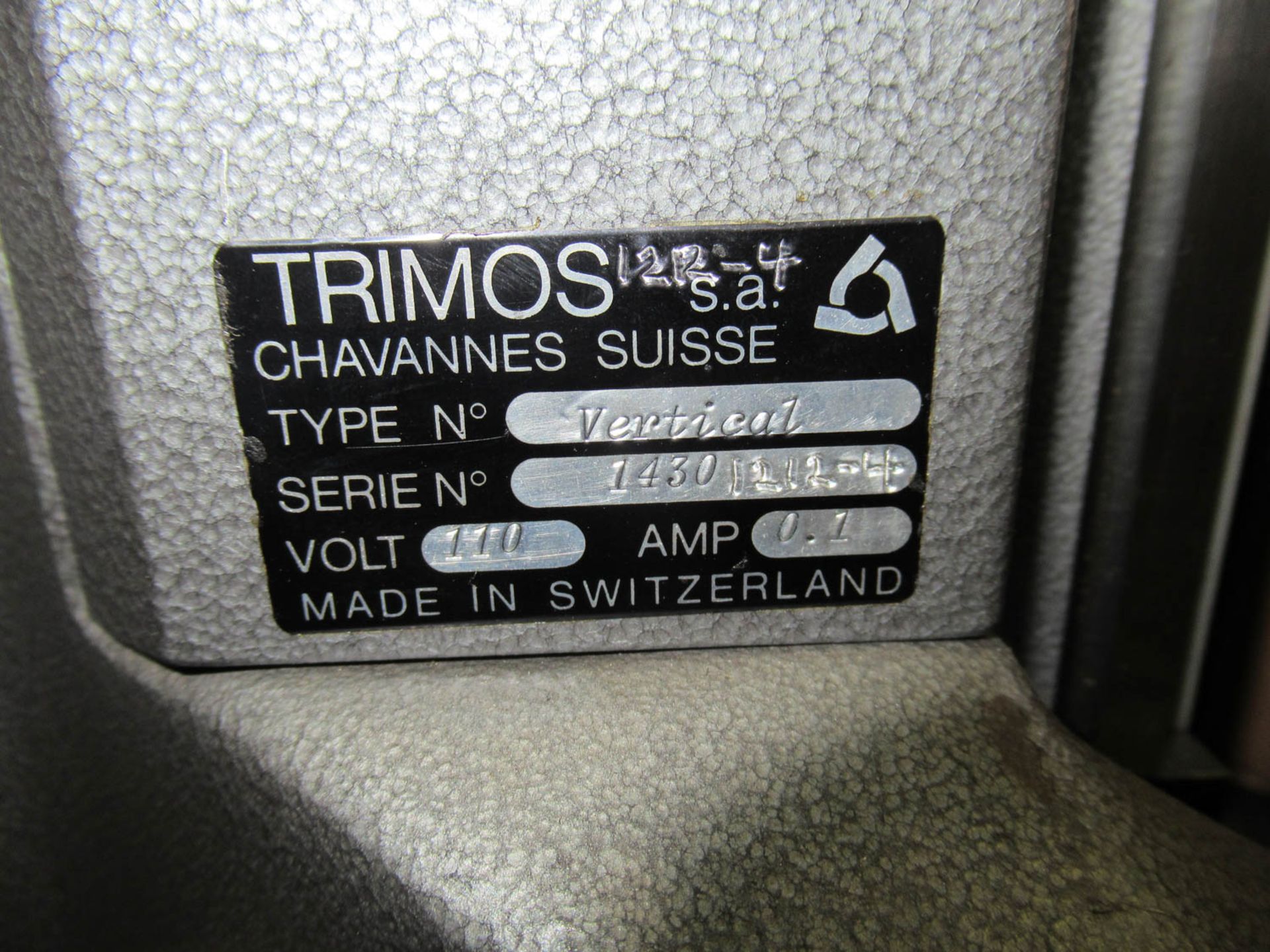 TRIMOS CHAVANNES SWISS TYPE VERTICAL HEIGHT GAGE, WITH ACCESSORIES, S/N: 14301212-4 - Image 7 of 7