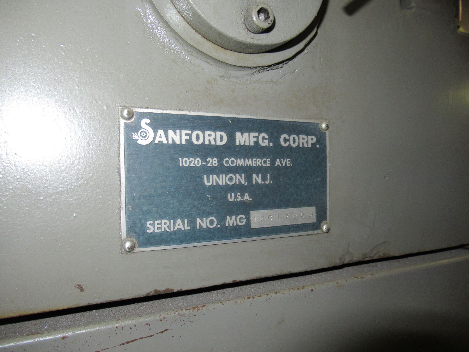 SANFORD MFG. 5" X 10" HAND FEED SURFACE GRINDER, WITH 5" X 10" BROWN & SHARPE MAGNETIC CHUCK, 1/2HP, - Image 7 of 8