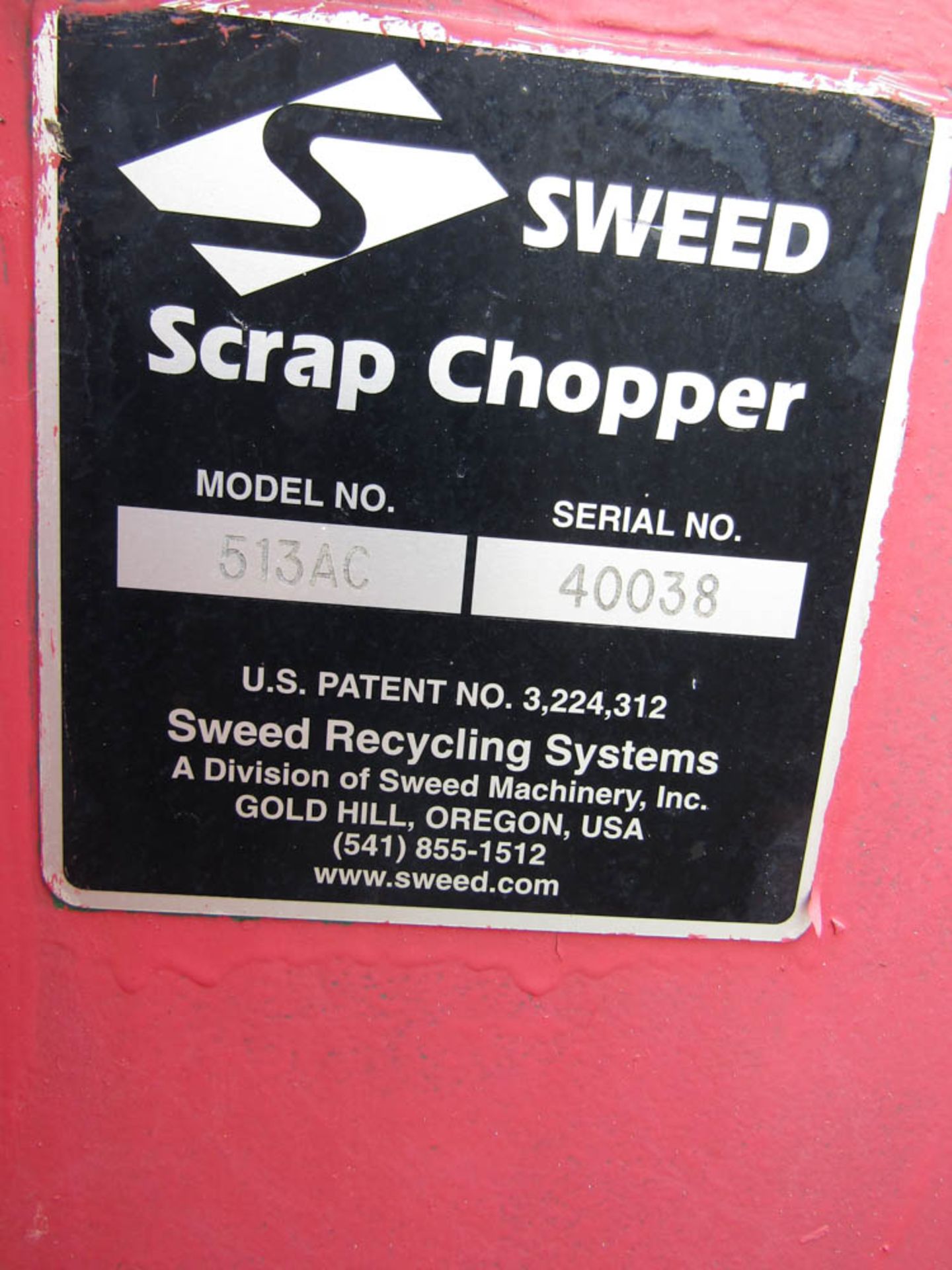 Sweed Mdl. 513AC scrap chopper, S/N: 40038 - Image 3 of 3
