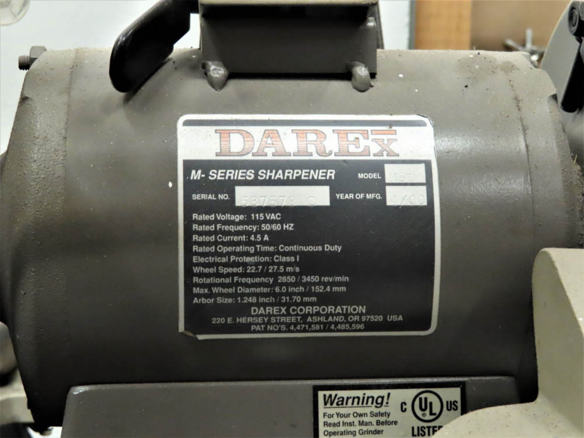 DAREX M-SERIES MDL. M5D DRILL SHARPENER, S/N: 537578-C - Image 2 of 2