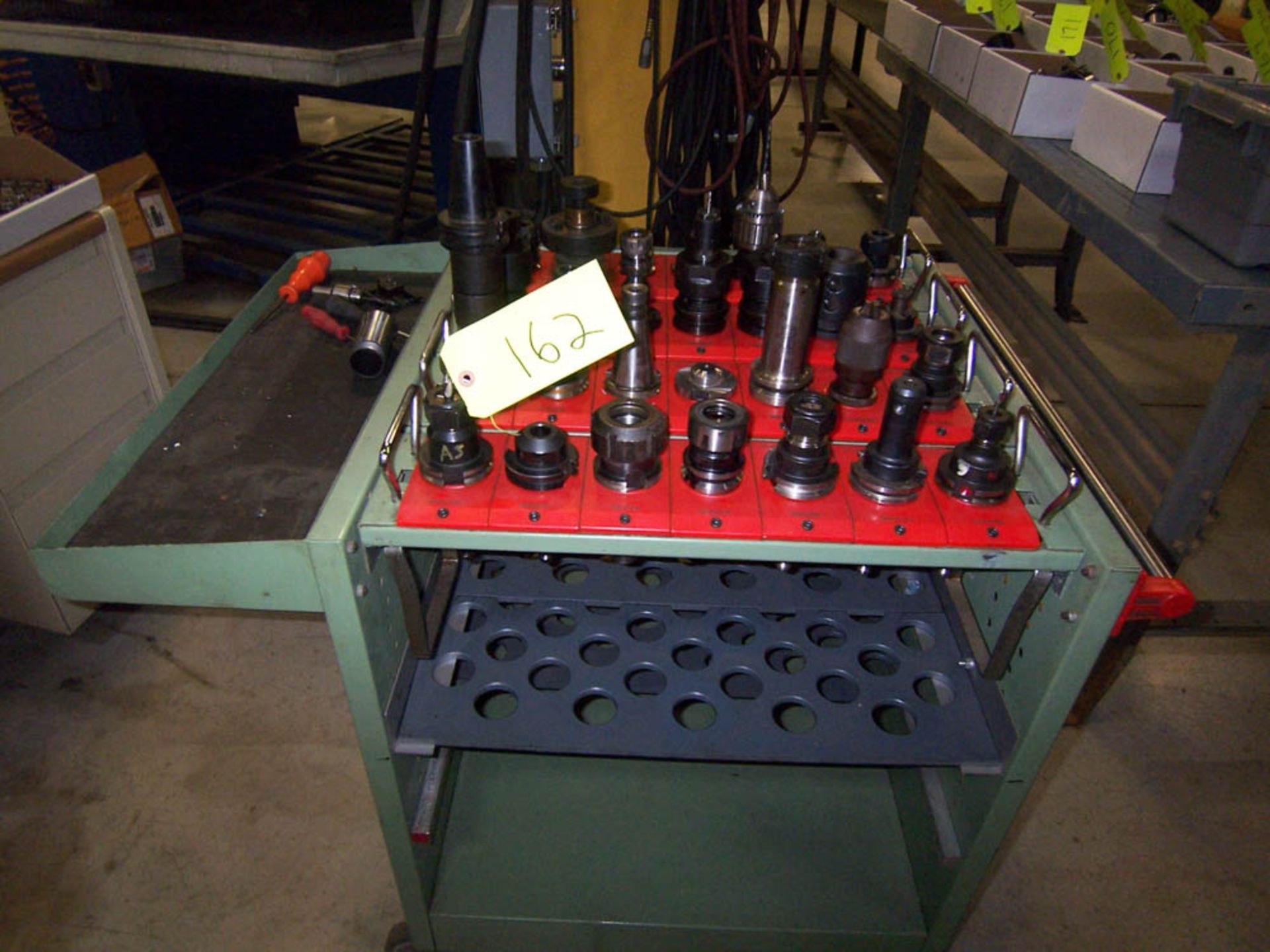 SHUTER CNC TOOL CART WITH ASSORTED TAPER TOOL HOLDERS