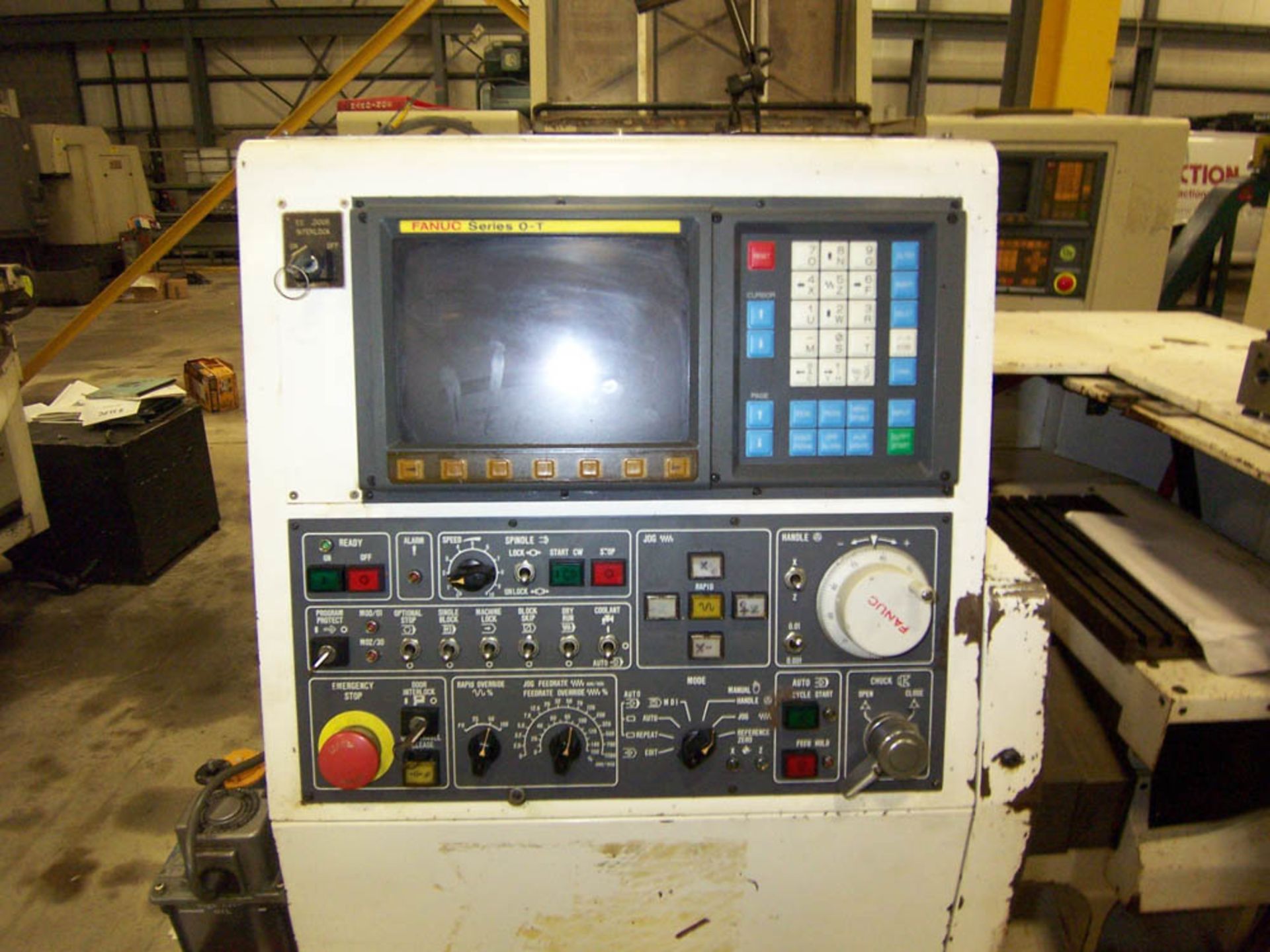 AKEBONO MODEL MINC-26 GANG TOOL CNC LATHE WITH FANUC OT CONTROL, SIZE OF T-SLOTTED SLIDE: 16" X 7- - Image 3 of 4