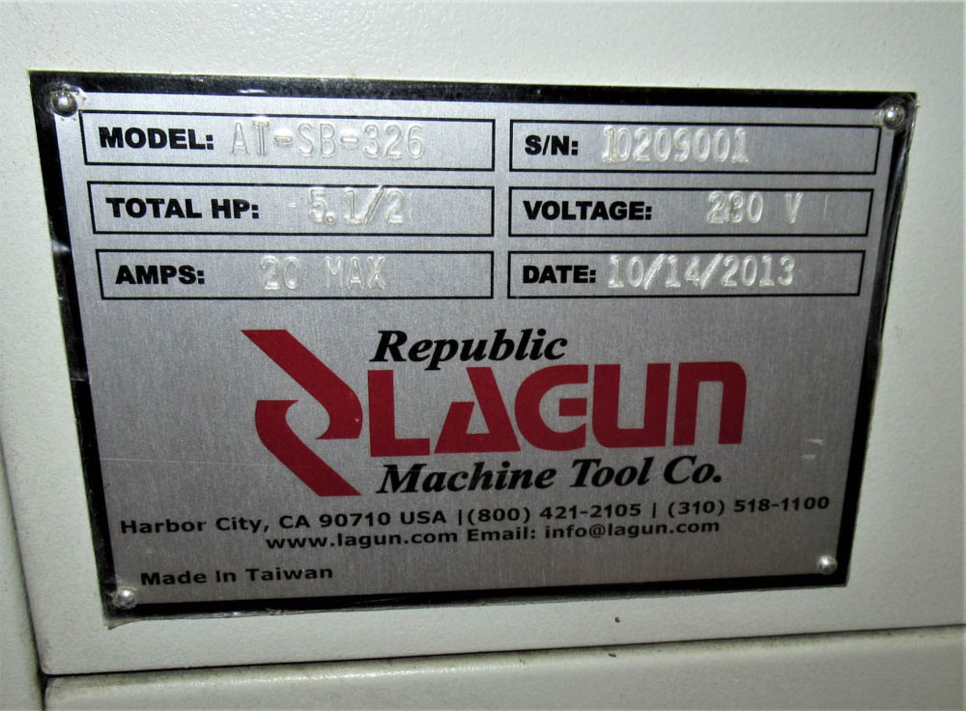 2013 REPUBLIC LAGUN AMERICAN TURNMASTER AT-SB-326 GANG TOOL CNC LATHE, 1.25" SPINDLE HOLE, 10.63" - Image 5 of 5