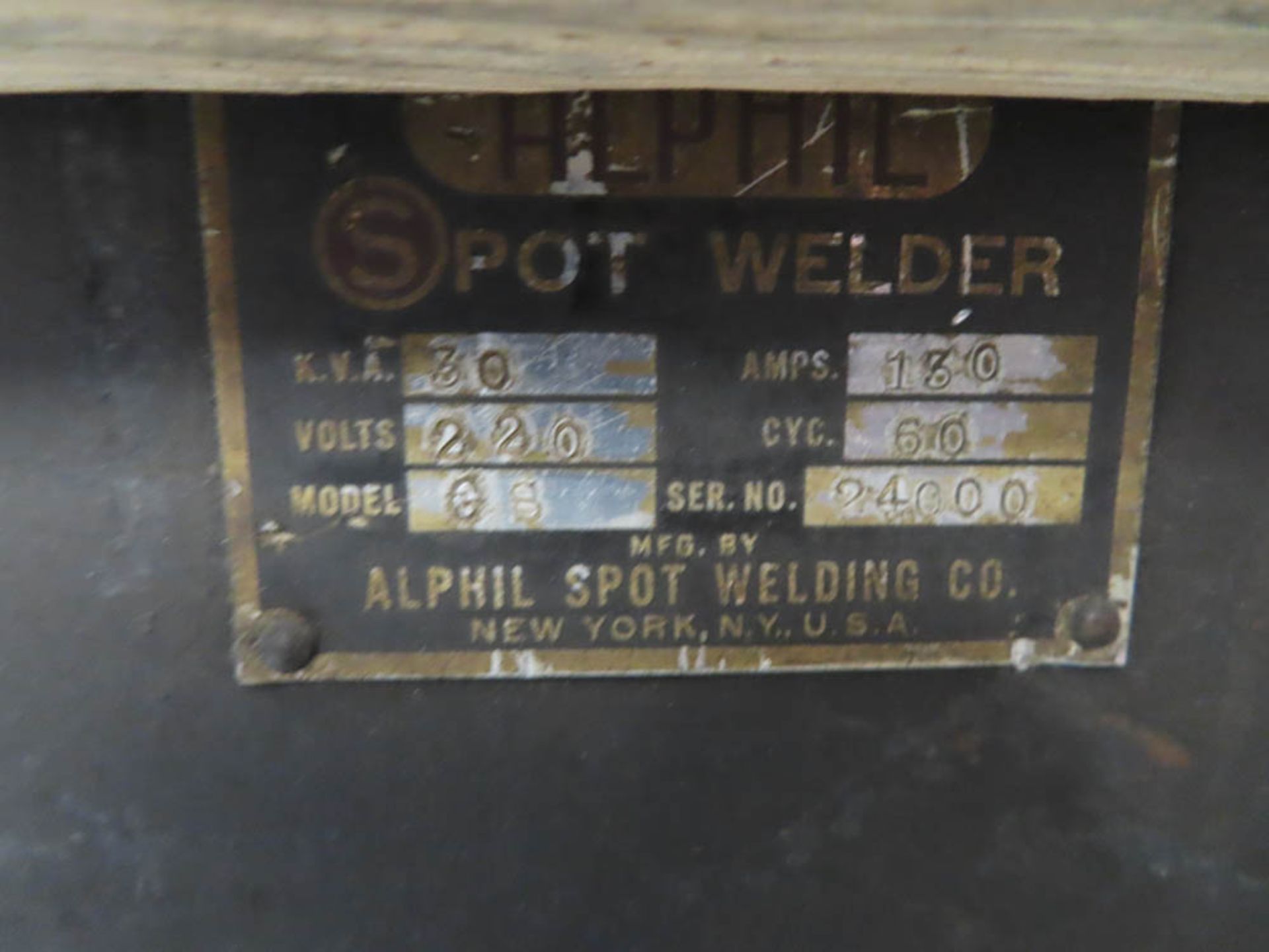 ALPHIL 30KVA MDL. GS ROCKER ARM TYPE SPOT WELDER, S/N: 24000 - Image 2 of 2